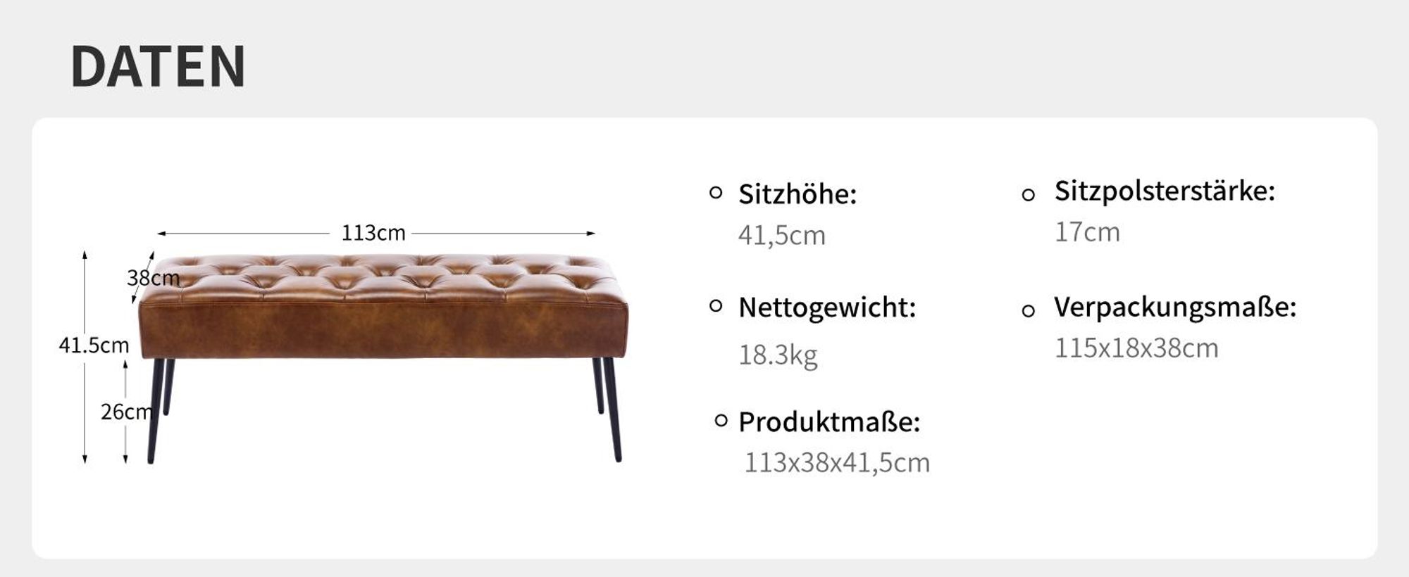 Sitzbank Samt Kunstleder Polsterbank Schminkhocker Schminkbank Farbauswahl, Farbe:Orange-Braun, Material:Kunstleder