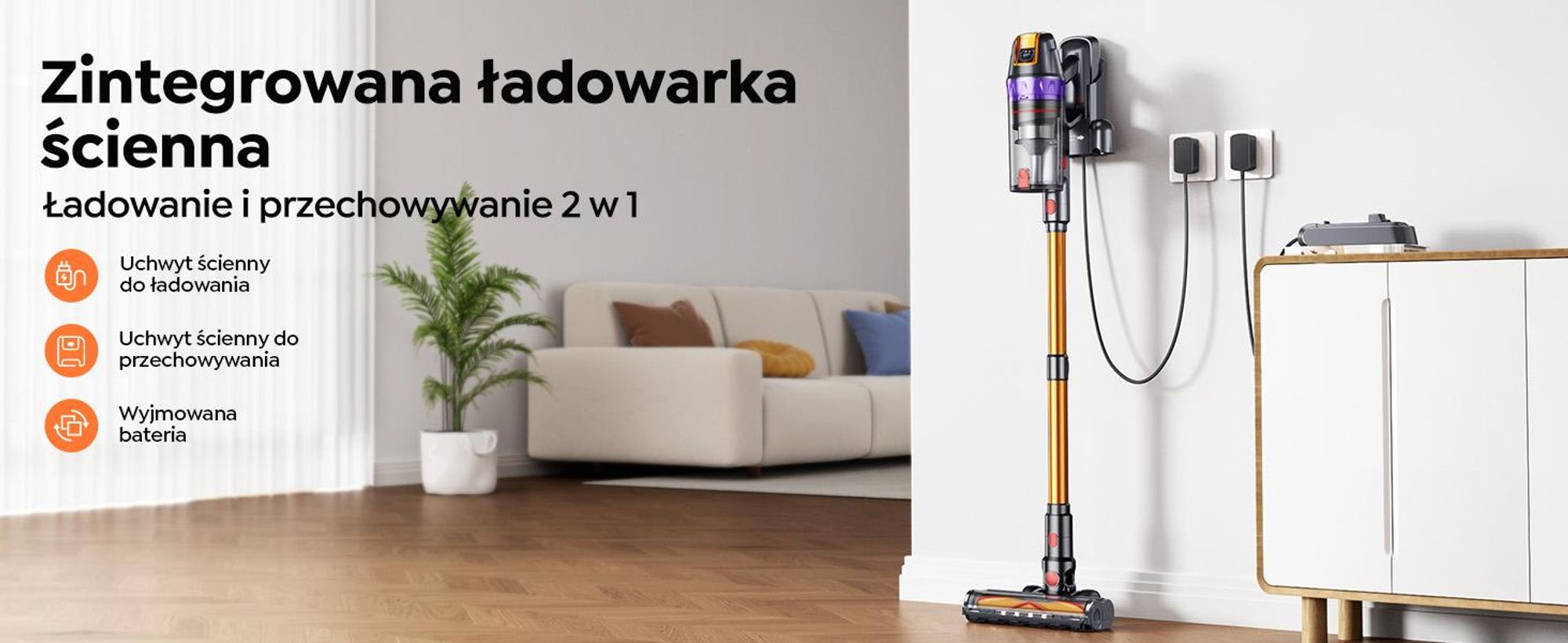 Odkurzacz bezprzewodowy Buture VC90, odkurzacz bezprzewodowy 650W/65KPA z ekranem dotykowym, czas pracy do 60 minut, odkurzacz bezprzewodowy zapobi