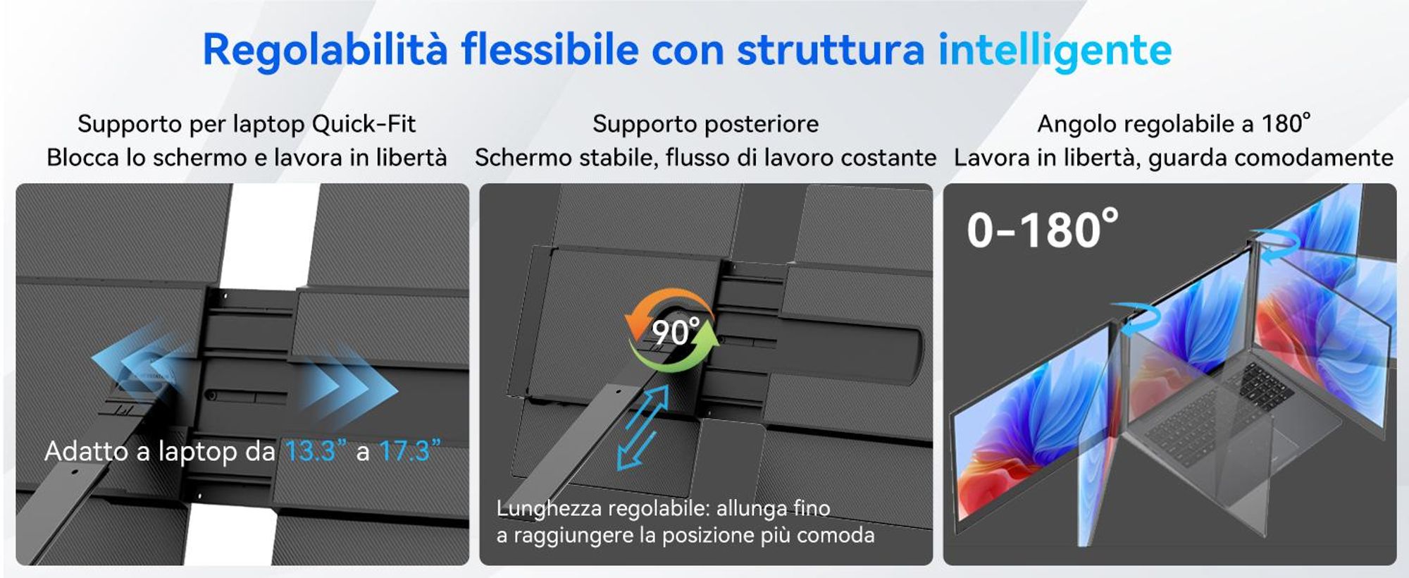 Blackview DCM6, monitor portatile da 14", monitor per laptop a doppio schermo, ultrasottile, FHD, compatibile con laptop da 13,3" a 17,3", ruotabile a 180°, compatibile con Windows/Mac/Android