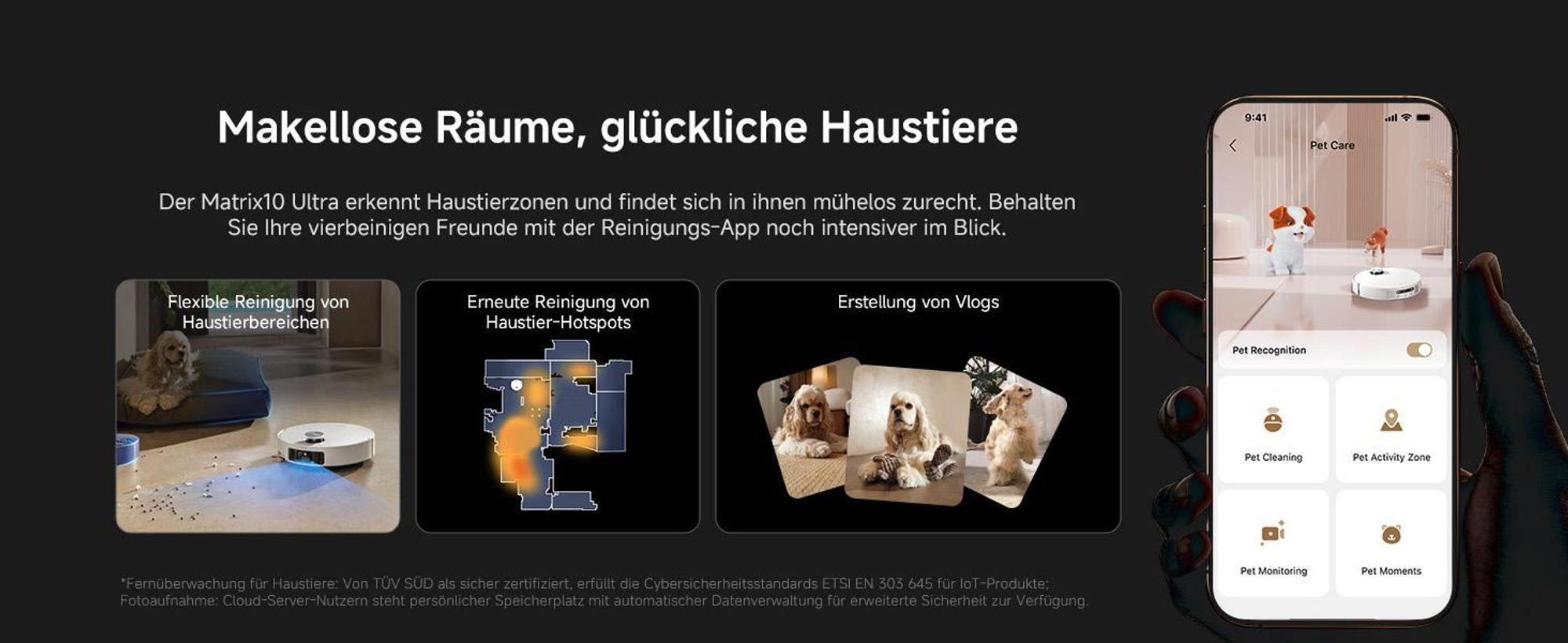 Dreame Matrix 10 Ultra Roboter Staubsauger und Bodenwischer,30kPa,Mehrfach-Moppschaltung,KI-Hindernisvermeidung,Anti-Tangle,100℃ Selbstreinigung,Weiß