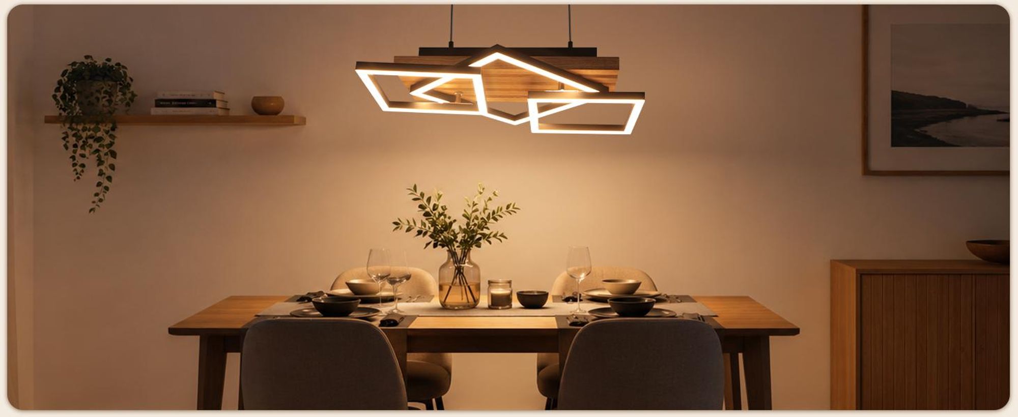 Suspension ZMH, lampe pour table à manger, abat-jour en bois, lampe pour salle à manger, variateur LED, suspension noire, 31W, avec télécommande, réglable en hauteur, idéale pour la salle à manger et la cuisine