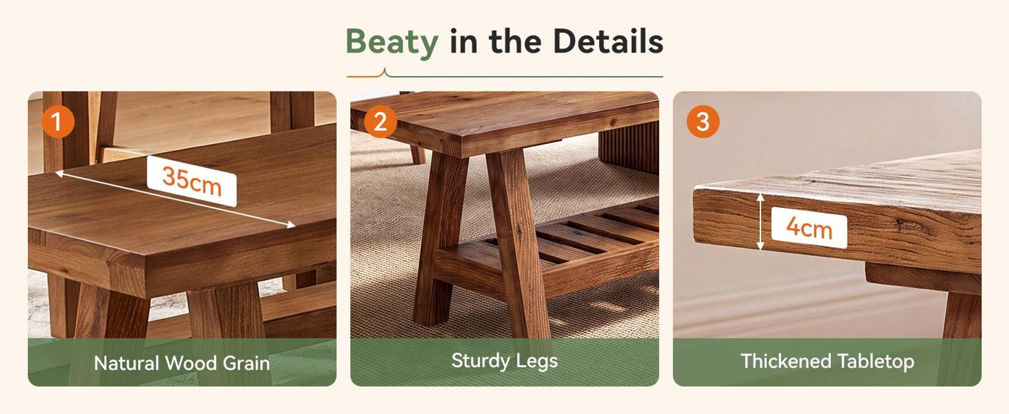 140 cm Massivholz Sitzbank Esszimmerbank, Bauernhaus Holz-Bank Küchenbank Lange Sitzbank für Wohnzimmer, Flur, Eingangsbereich, Schlafzimmer, Braun