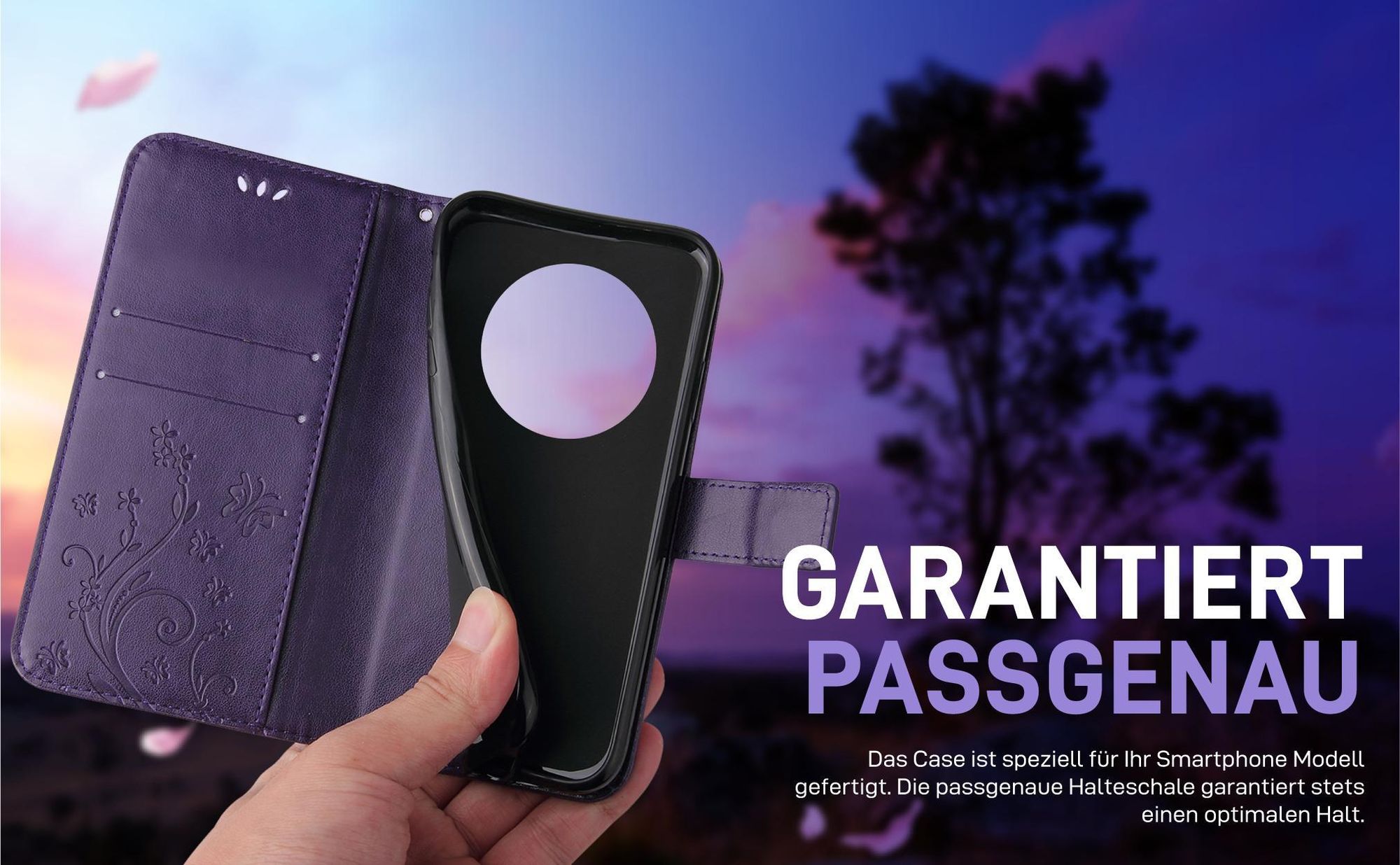 Violette Klapphülle für Xiaomi Redmi 14C mit präziser Passform und sicherem Halt