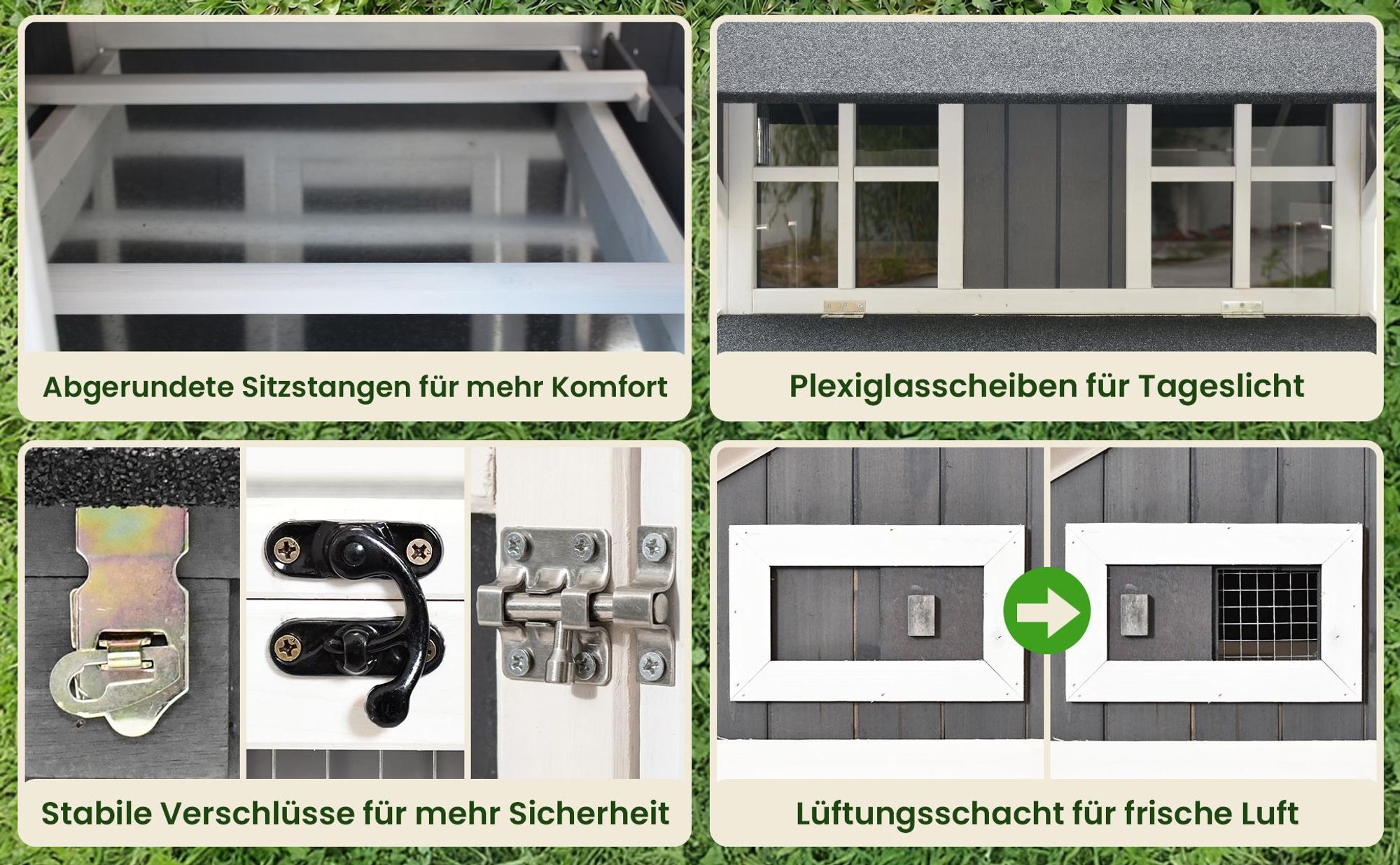 Hühnerstall Hühnerhaus Hühnervoliere mit Rollen zooprinz Franzi | Wetterfest & Winterfest | 207 x 100 x 88 cm | Klappdach | Nistkasten