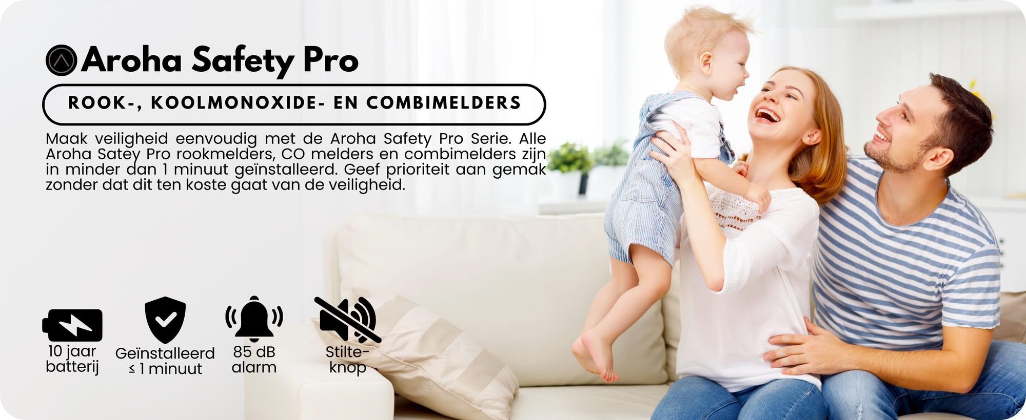 Aroha Safety Pro Mini rookmelder - 10 jaar batterijduur - 1 set