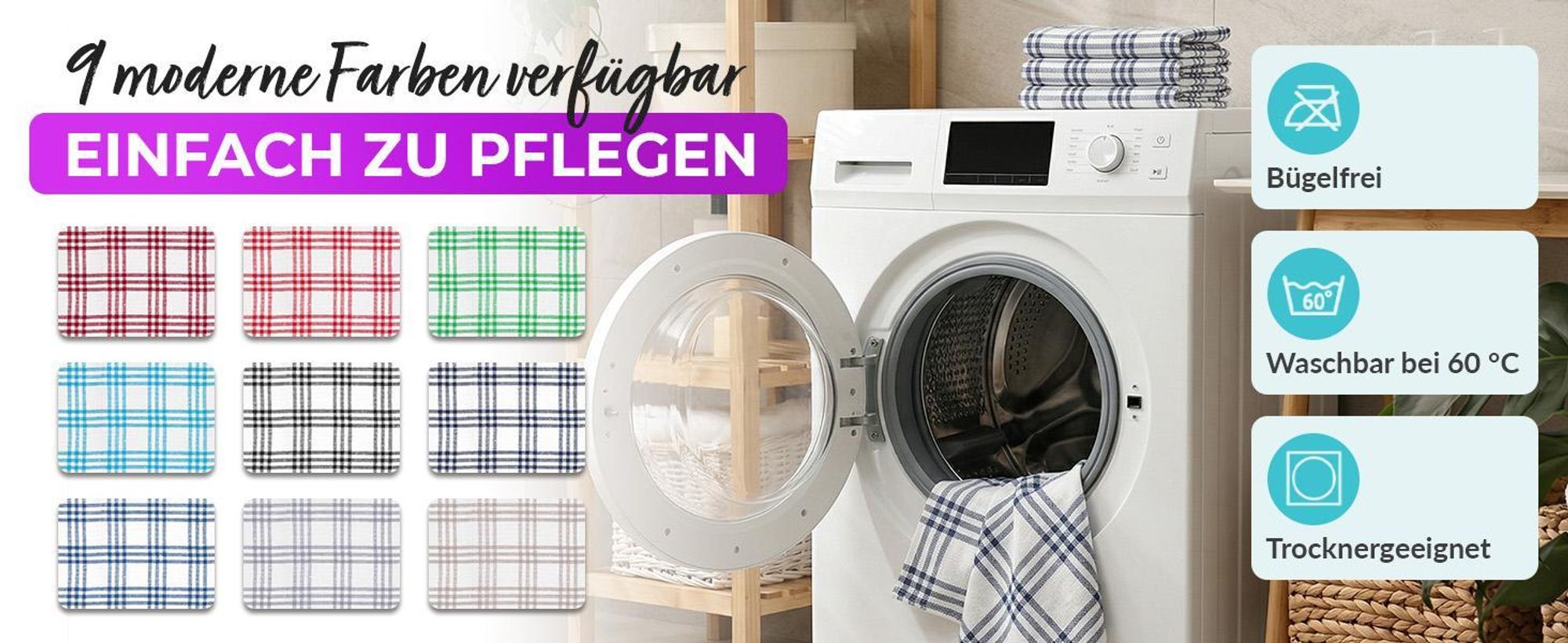 EllaTex 10er Pack Geschirrtücher Geschirrhandtücher 50x70 cm 100% Baumwolle Küchentücher Set saugstark Farbe: Royalblau