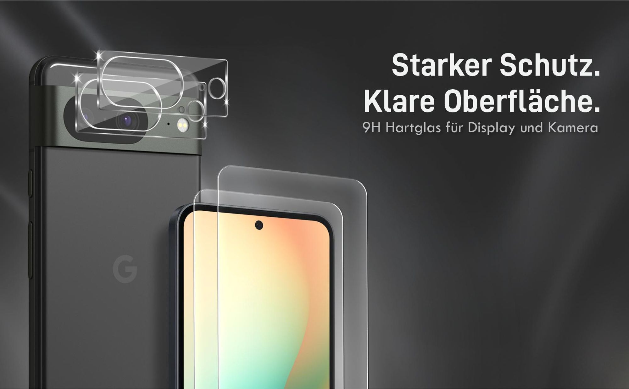Kamera + Display Glas Set für Google Pixel 8 kompatibel mit allen gängigen Hüllen