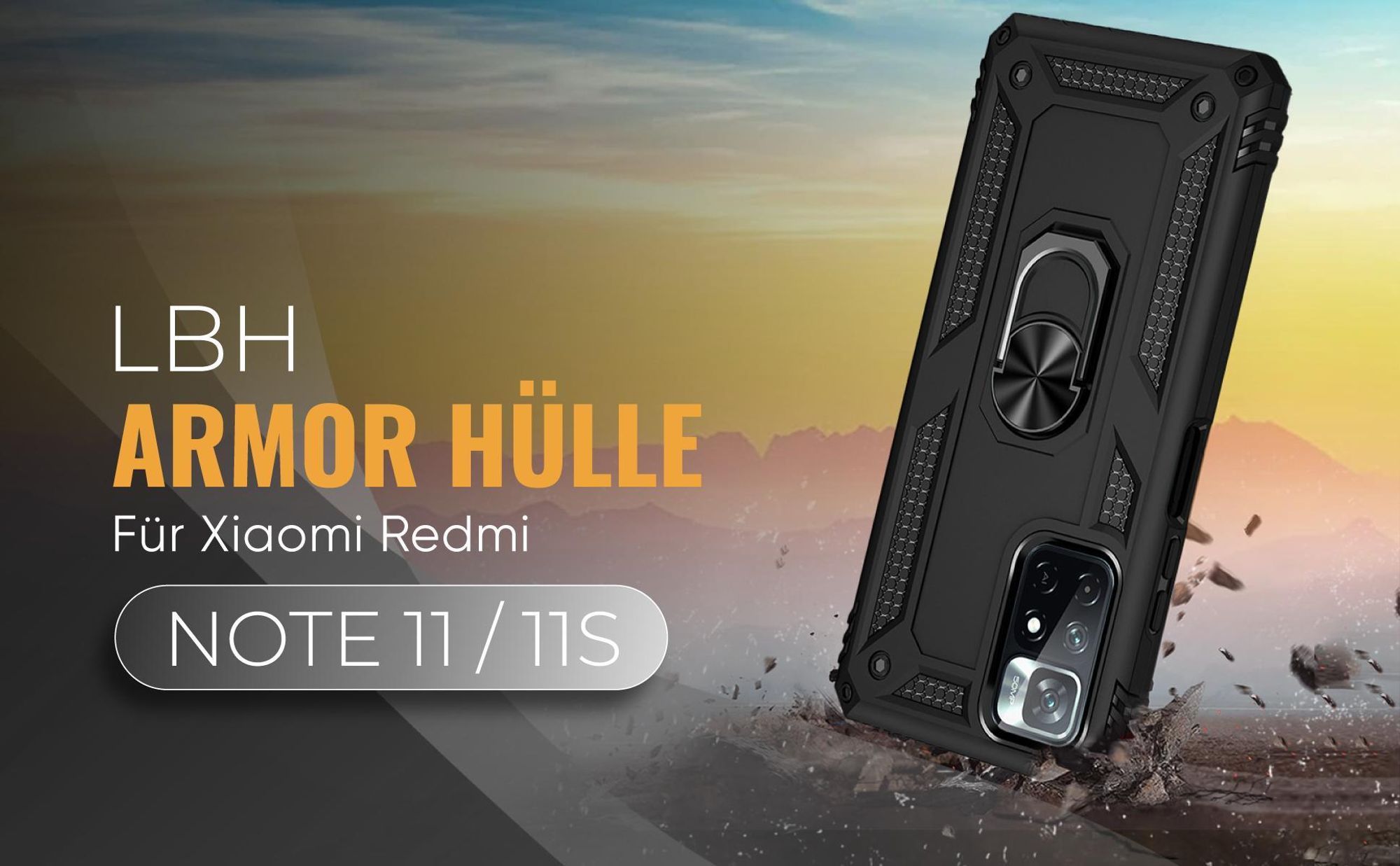 Schwarze Outdoorhülle für Xiaomi Redmi Note 11 / 11S