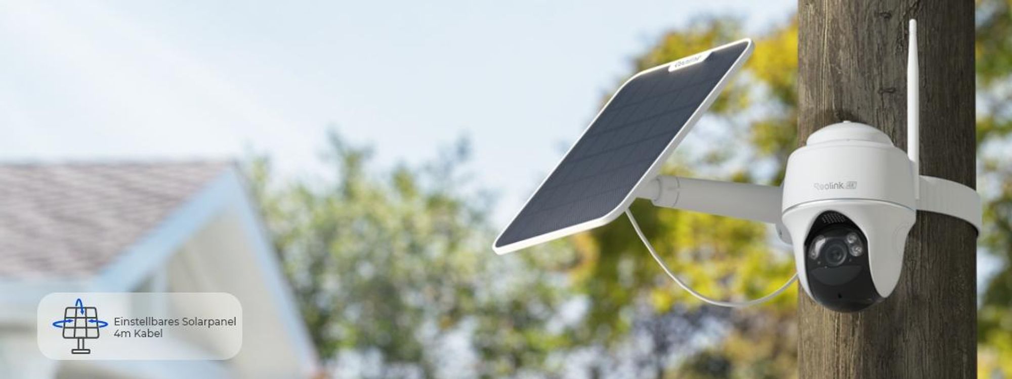 Reolink Argus PT Ultra+Solarpanel mit Home Hub, 4K 8MP Akku Überwachungskamera Set, 5/2,4 GHz WiFi, 360° Schwenkbar, Nachtsicht, mit 64GB SD-Karte