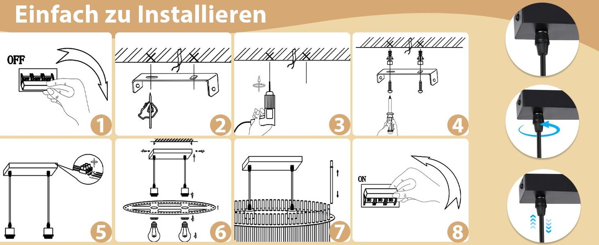 ZMH  Pendelleuchte 2 Flammig Hängeleuchte Esstisch E27 Pendellampe Esstischlampe Hängend Glasschirm Ø60cm für Küche Wohnzimmer(ohne Leuchtmittel)