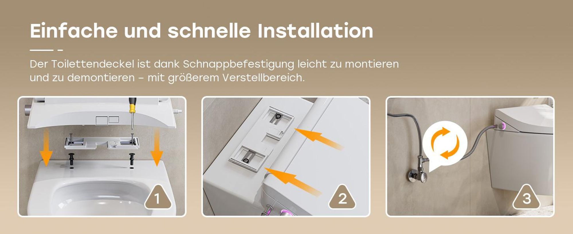 Intelligenter Smart Toilettensitz WC Bidet mit Mehrere Duschmodi, Dusch WC Sitz, Beheizter Toilettensitz, Geruchsneutralisation, Warmlufttrocknung