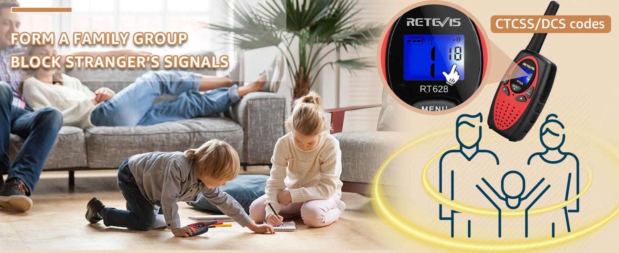 Dětská vysílačka Retevis RT628, 8kanálový VOX LCD displej, vánoční dárky pro chlapce a dívky ve věku 4-12 let