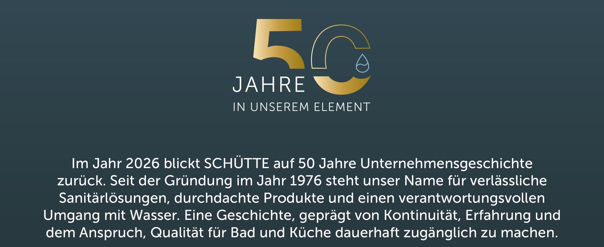 Das Bild zeigt eine golden fünfzig und fünf Zeilen Text erklären die Historie von Schütte.
