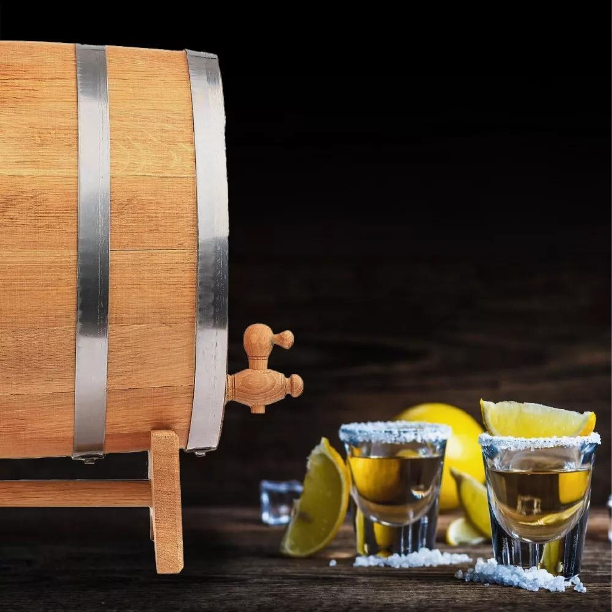MB Eichenfass 40L aus Naturholz – Whiskyfass, Weinfass, Holz Fass Deko – Eiche Gebrannt, mit Ständer und Zapfhahn – Geschenk für Bar & Zuhause