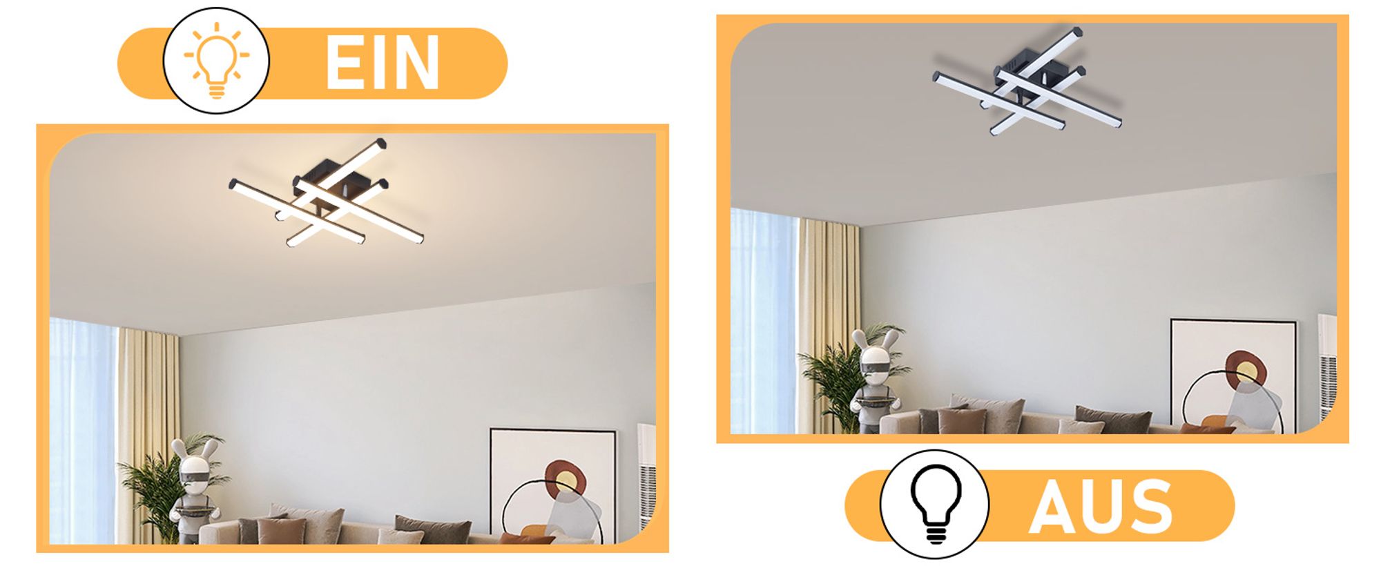 ZMH Deckenleuchten Moderne küchenlampe Schwarz 24W Schlafzimmerleuchten Innenarchitektur Wohnzimmerleuchten 3000K Warmweißes Licht Korridor