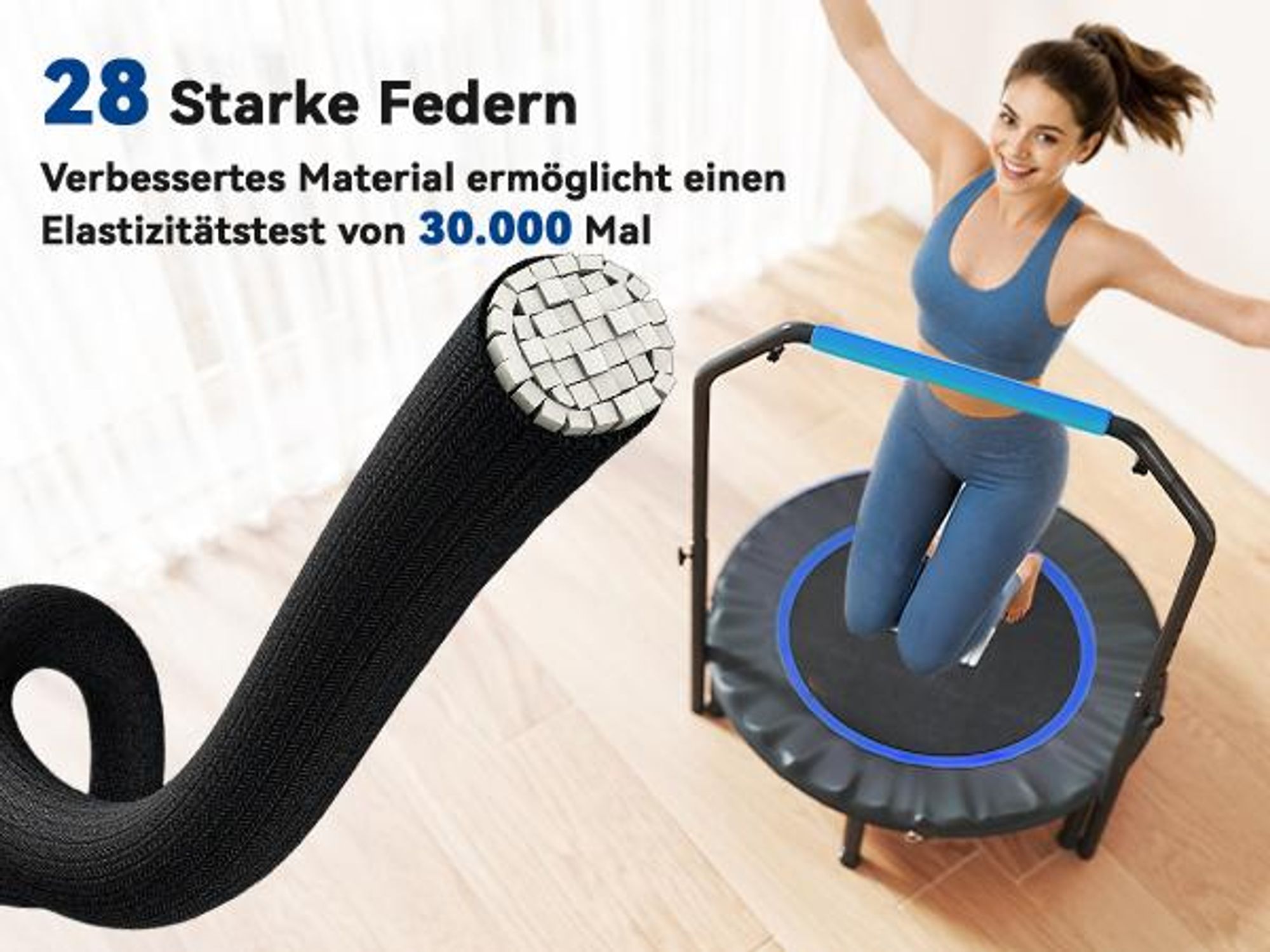 HOMCOM 102cm Faltbares Fitness-Rebounder Fitness-Trampolin mit Haltegriff
