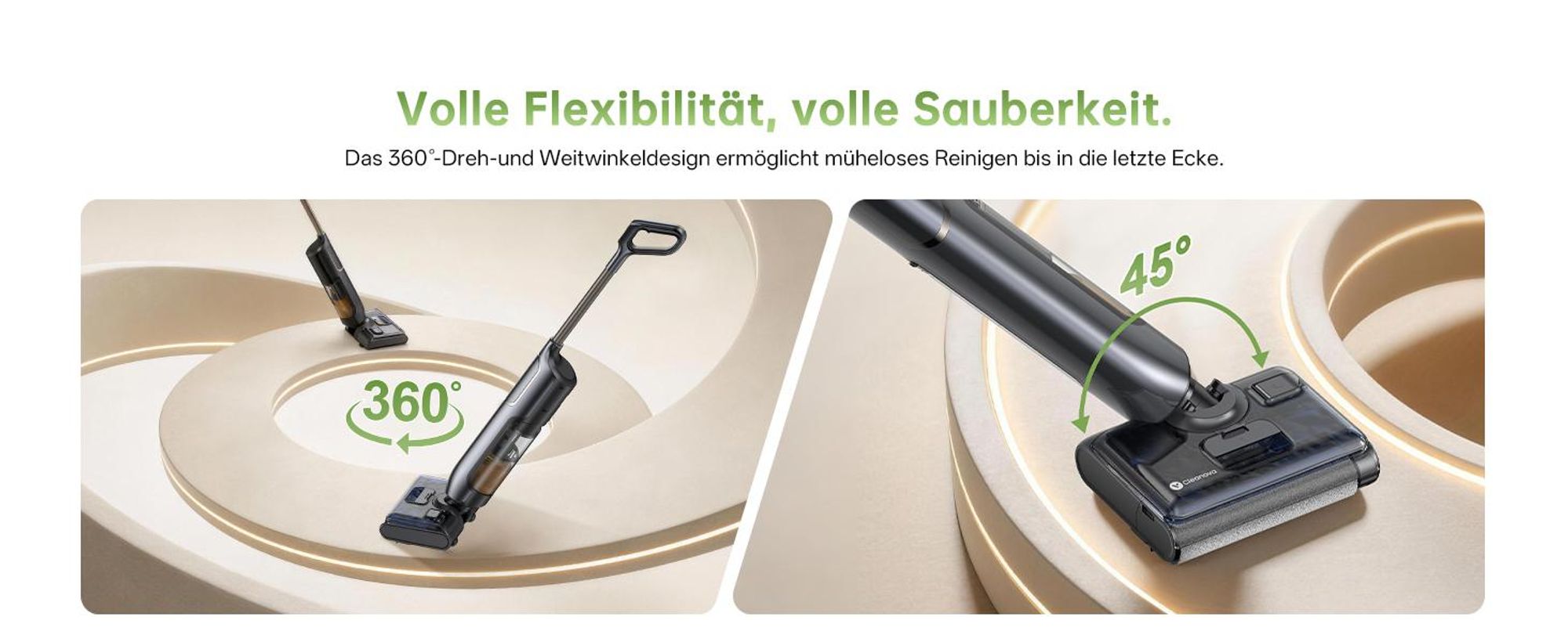 Vactidy X7 Nass-Trocken-Akkusauger, 3-in-1 Saug Wisch - 180° Flachliege-Design, 13 cm Schlank, 0 mm Kantenanpress mit Anti-Tangle-Technologie