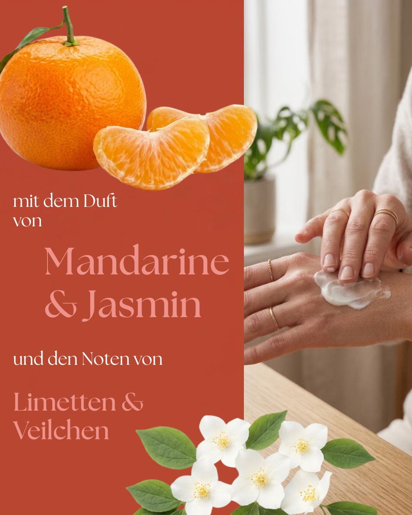 VALENTIN Kosmetik Handcreme Mandarine & Jasmin mit Sheabutter, Aloe Vera, Kamillenblütenextrakt & Vitamin E 300ml