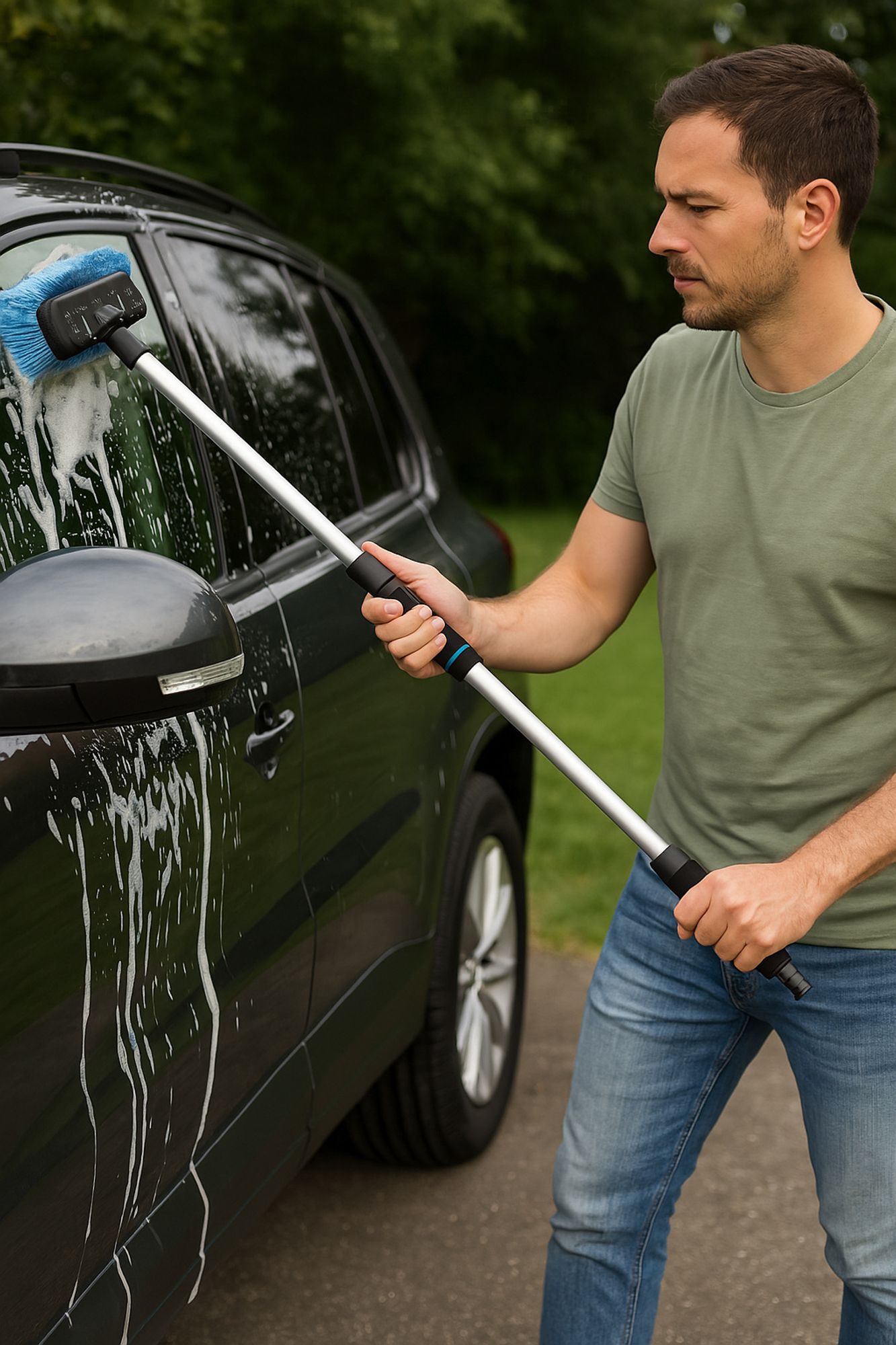 LUXTOM | Kartáč na mytí, hliníkový 103-170 cm, modrý, teleskopický kartáč na mytí, kartáč na auto