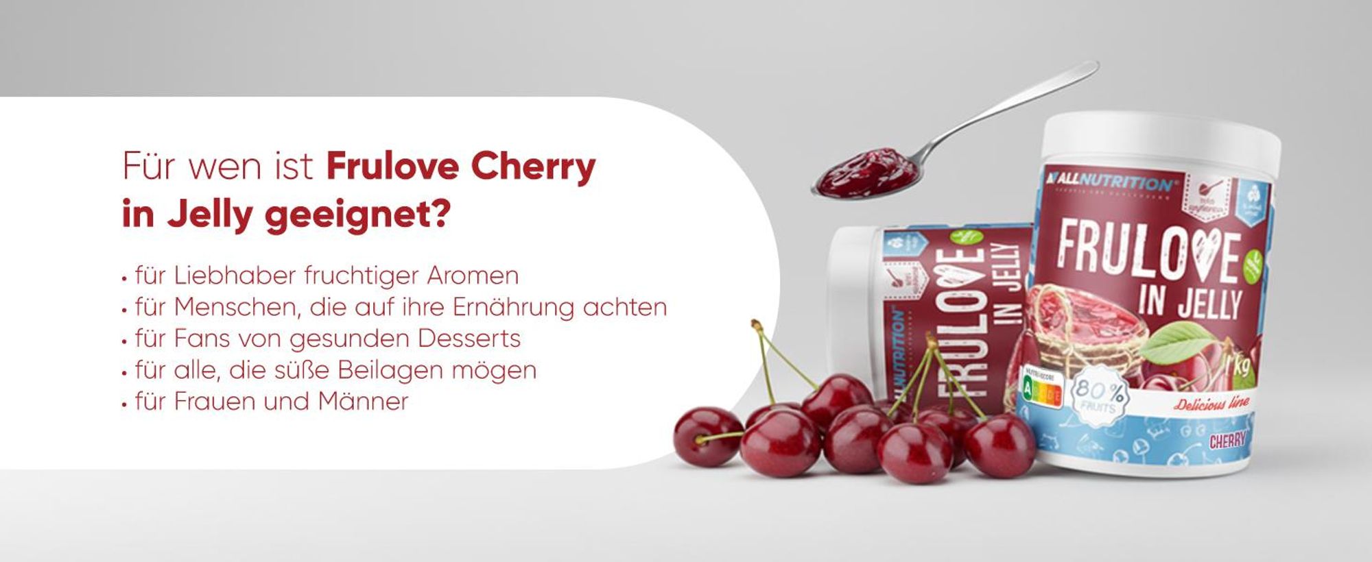 ALLNUTRITION FRULOVE In Jelly Cherry 1000g Marmelade Früchte Kirsche