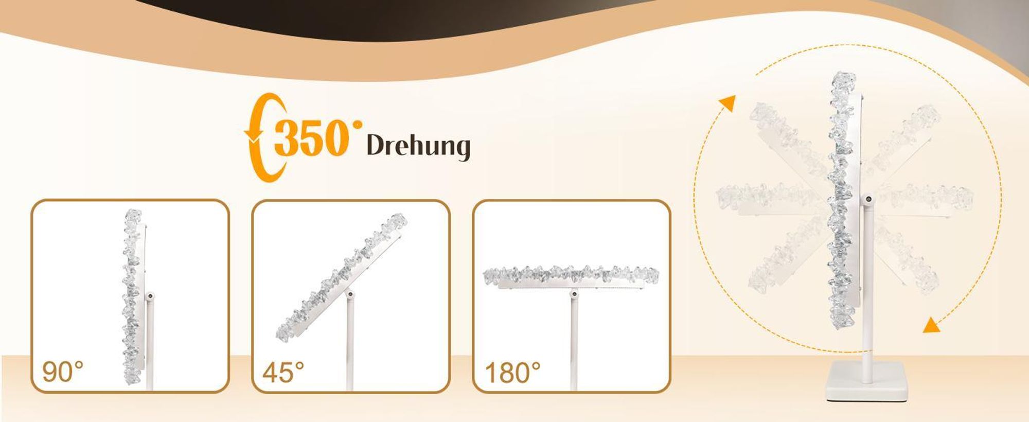 ZMH Rund Schminkspiegel mit Beleuchtung Hollywood Spiegel 40×48CM LED Schminktisch Kosmetikspiegel Make Up Mirror Klein Runder Schminktischspiegel