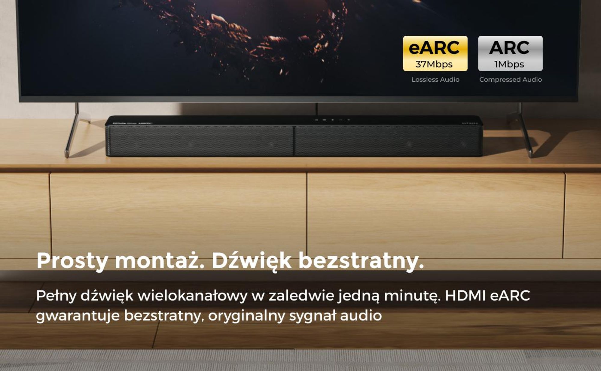 Soundbar ULTIMEA 5.1 Dolby Atmos, system dźwięku kina domowego z subwooferem do telewizora, moc 300 W, regulowane wzmocnienie basów, sterowanie za pomocą aplikacji, Bluetooth 5.4