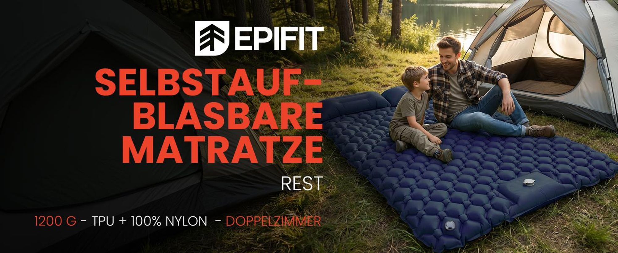 Isomatte Luftmatratze Doppel Selbstaufblare Zweiermatte für Wandern Strand