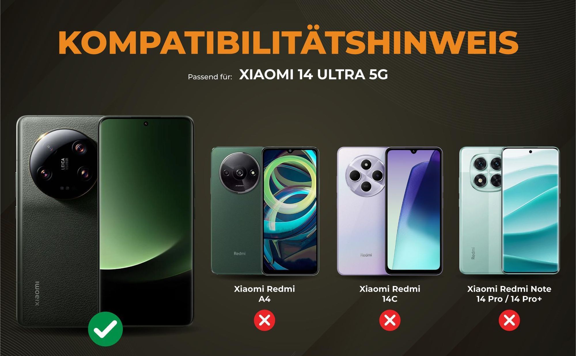 Kompatibilitätshinweise Hülle für Xiaomi 14 Ultra