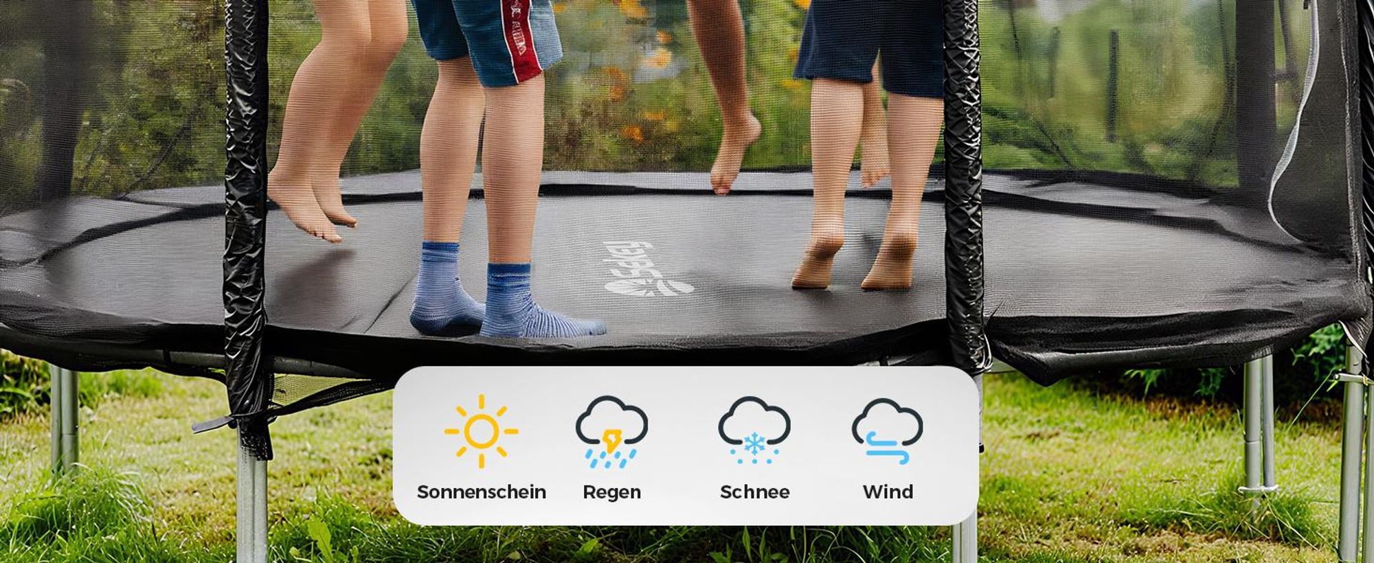 Sekey 366 cm Gartentrampolin mit Sicherheitsnetz und Leiter, Kindertrampolin für Jump Fitness Outdoor Trampolin, Schwarz