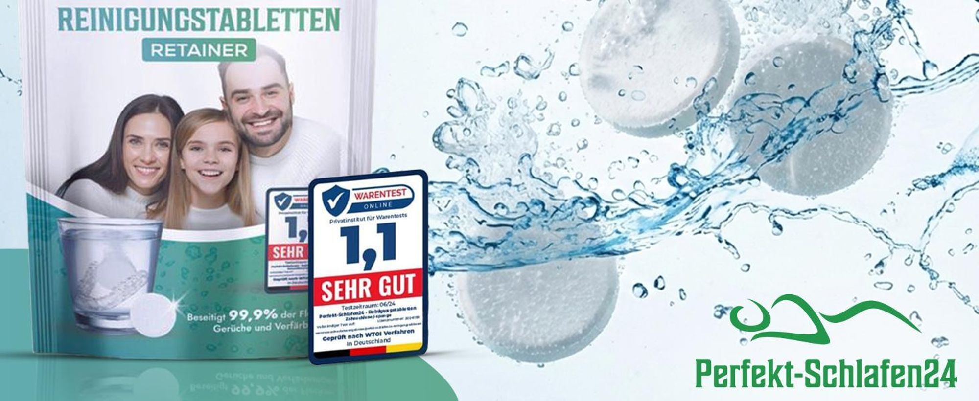 Perfekt-Schlafen24® Retainer Reinigungstabletten - 30x Reinigungstabletten Zahnschiene Reinigung |Fleckenfrei Zahnschutz Und Gebissreiniger Tabs