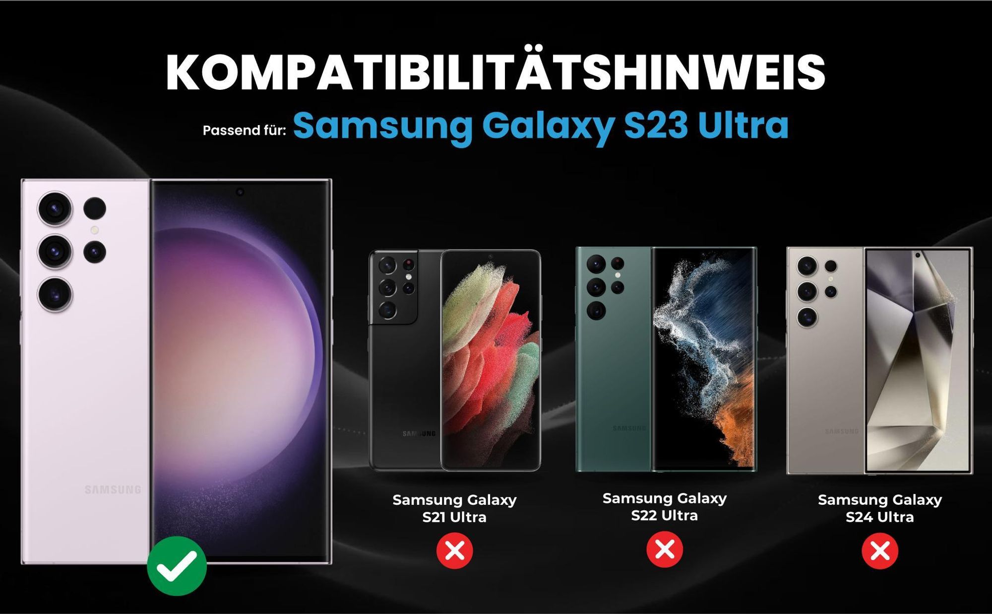 Kompatibilitätshinweise Hülle für Samsung Galaxy S23 Ultra