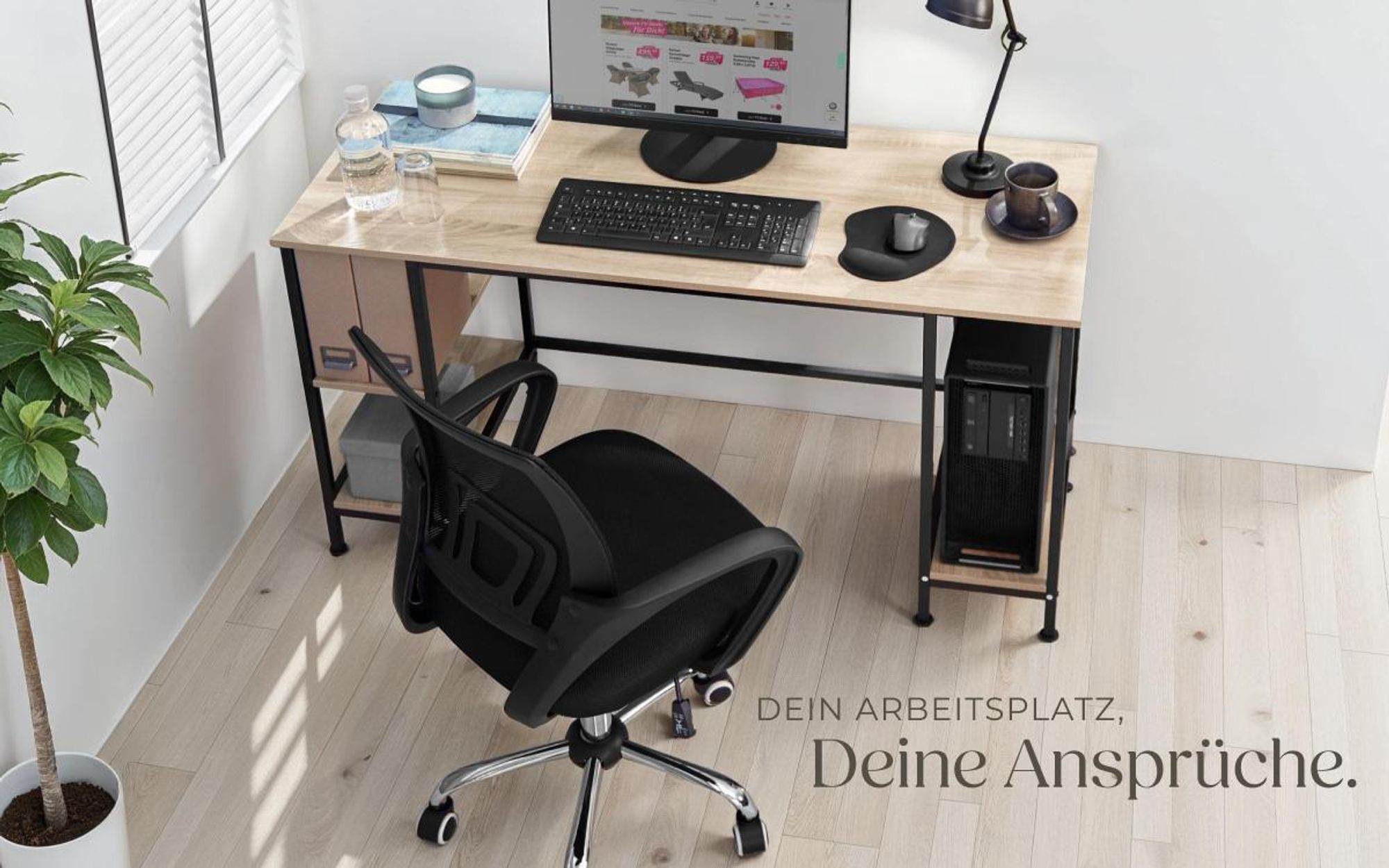 tectake® Computer-Schreibtisch Stoke 137 x 55 x 75 cm