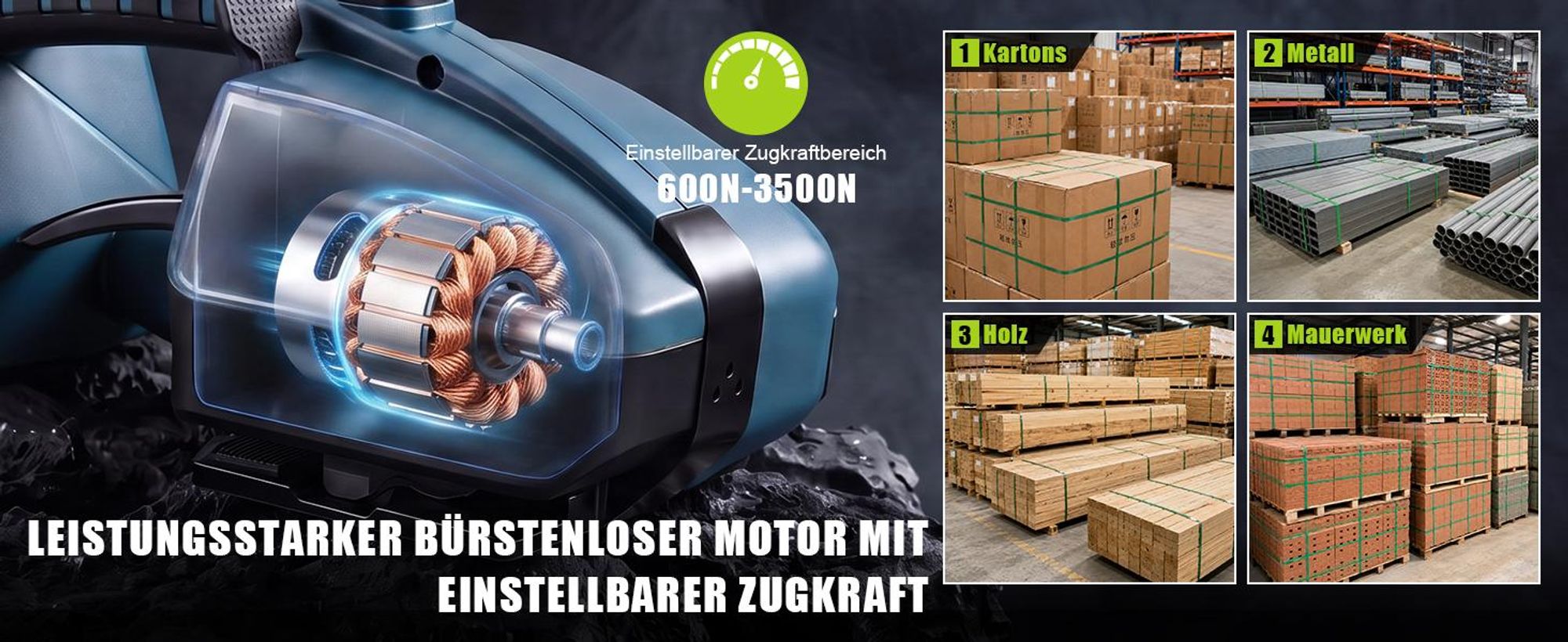 3500N Elektrische Umreifungsmaschine für 10-16mm PET/PP Bänder Akku Umreifungsgerät mit 2 x 5000mAh & Digitaldisplay Bündelungswerkzeug Umreifungsset