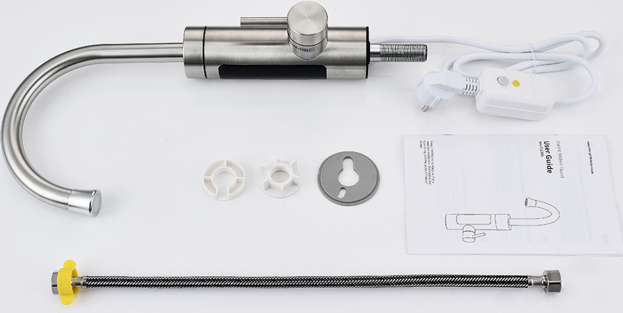 Homelody Elektrische Küchenarmatur mit Wasserfilter, Wasserhahn 360° drehbar mit Durchlauferhitzer, Wasserhahn Trinkwasserfilter LED Temperaturanzeige
