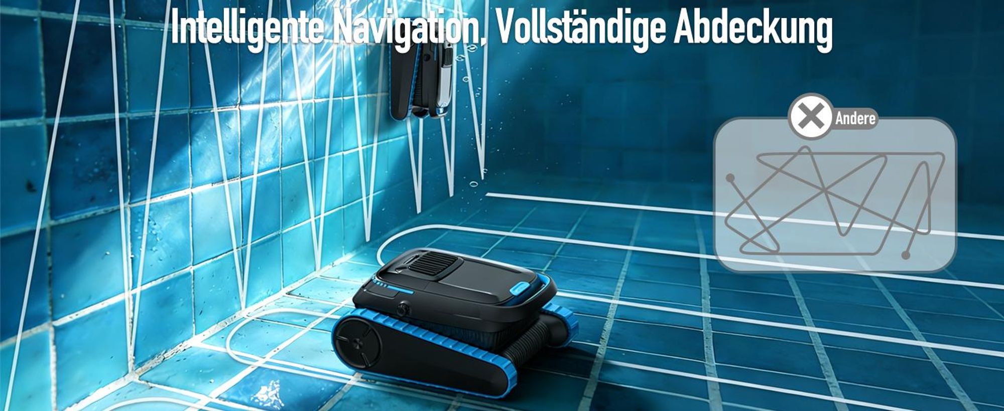 AIRROBO CP40 Poolroboter Boden und Wand mit APP, 120 Min Akkulaufzeit, 170m² Reinigungsfläche, Intelligente Navigation, Selbsteinparkfunktion
