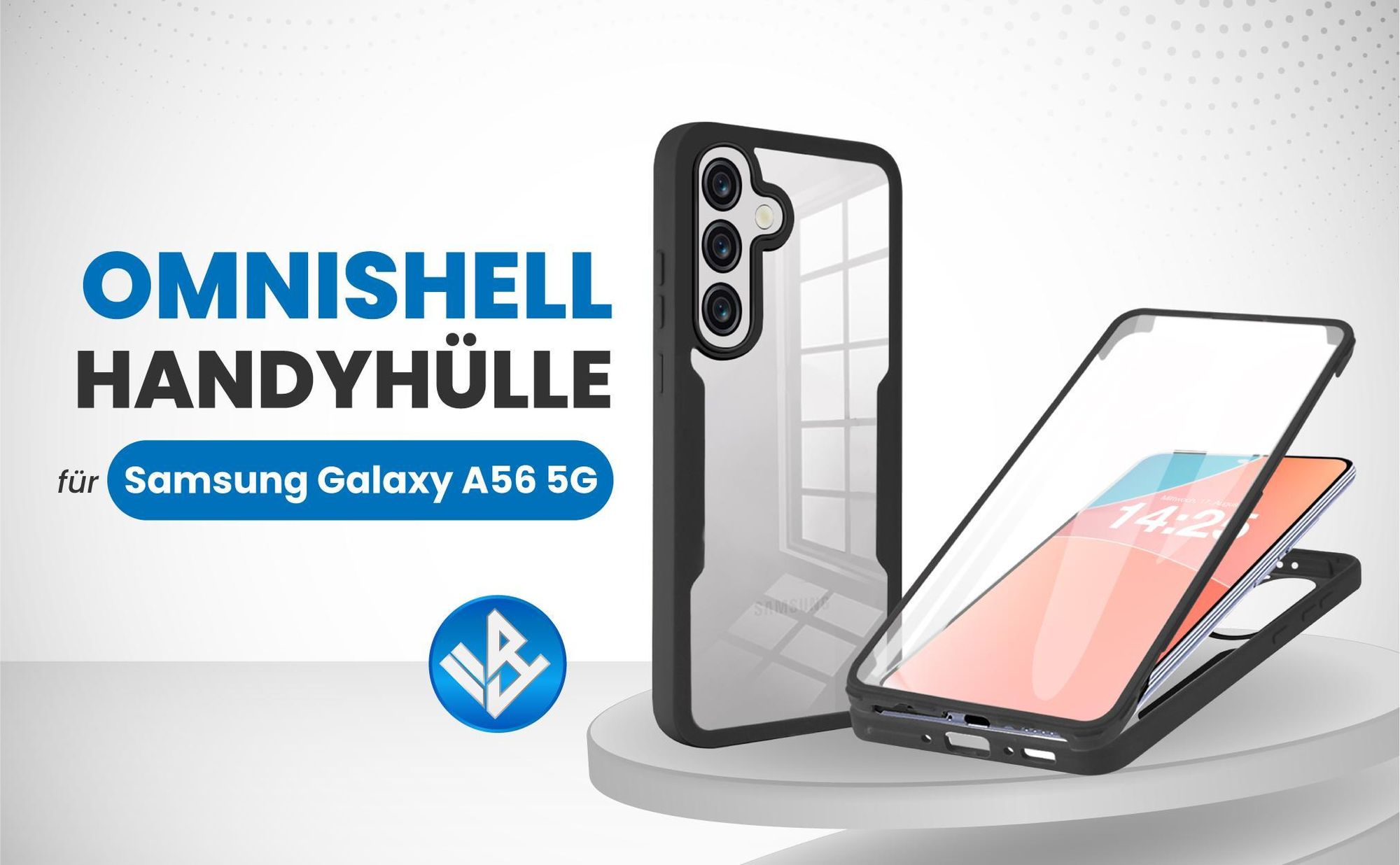 Schwarze 360 Grad Hülle für Samsung Galaxy A56 5G mit Kameraschutz