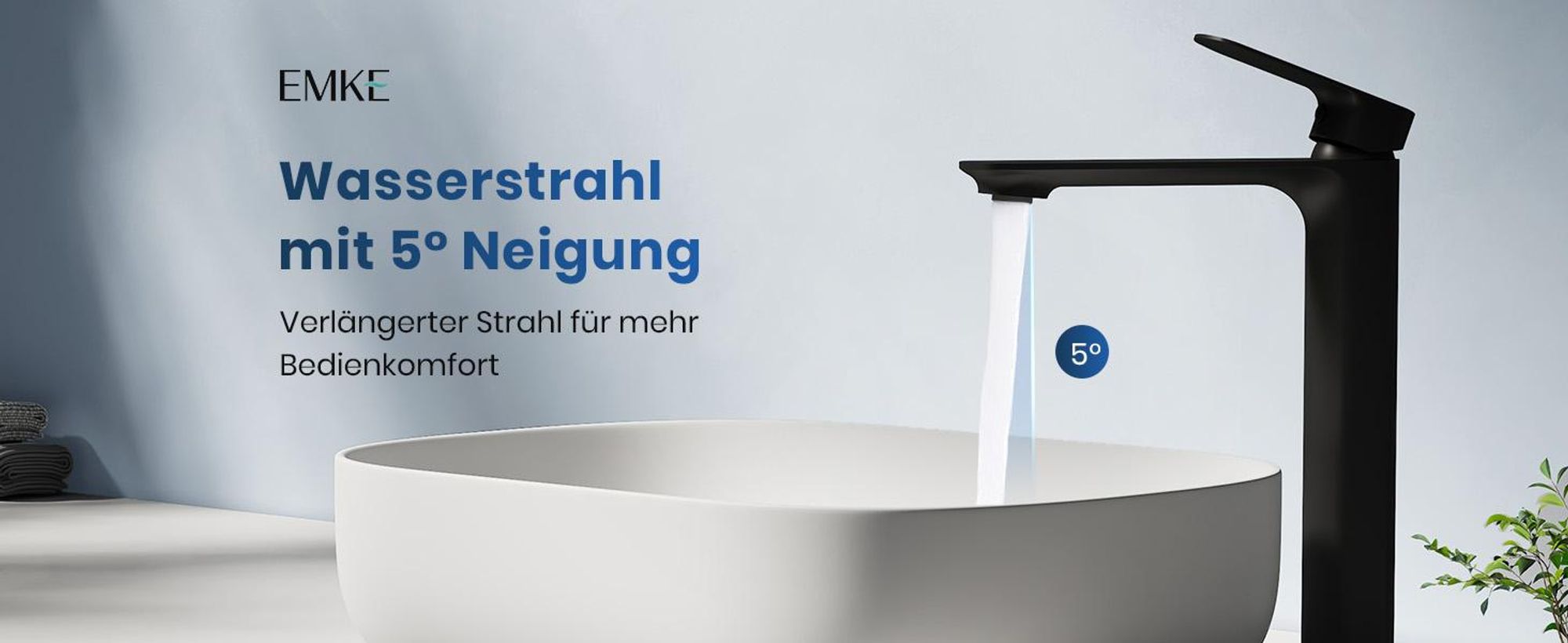EMKE Waschbeckenarmatur Waschtischarmatur Badarmatur Einhebelmischer Wasserhahn Bad aus Messing 269 x 215 x 49mm Matt Schwarz