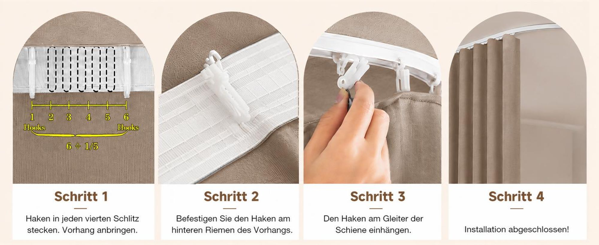 Extra Breite Vorhang Blickdicht Raumteiler mit Schiene Gardinen Vorhänge Türvorhang für Wohnzimmer Schlafzimmer, B254xH213cm, Khaki