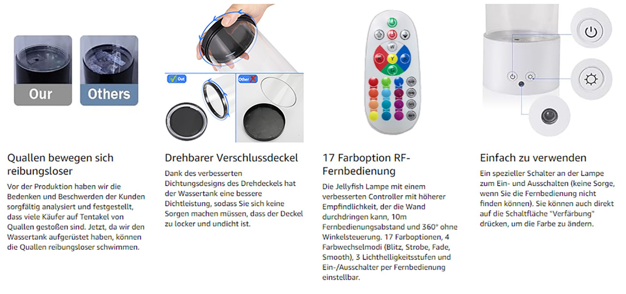 Quallen Lampe Lavalampe 17 Farben 4 Lichtmodi Jellyfish Lamp Fantasy LED Quallen Aquarium Lampe Runde Geschenke für Kinder Erwachsene Dekoration