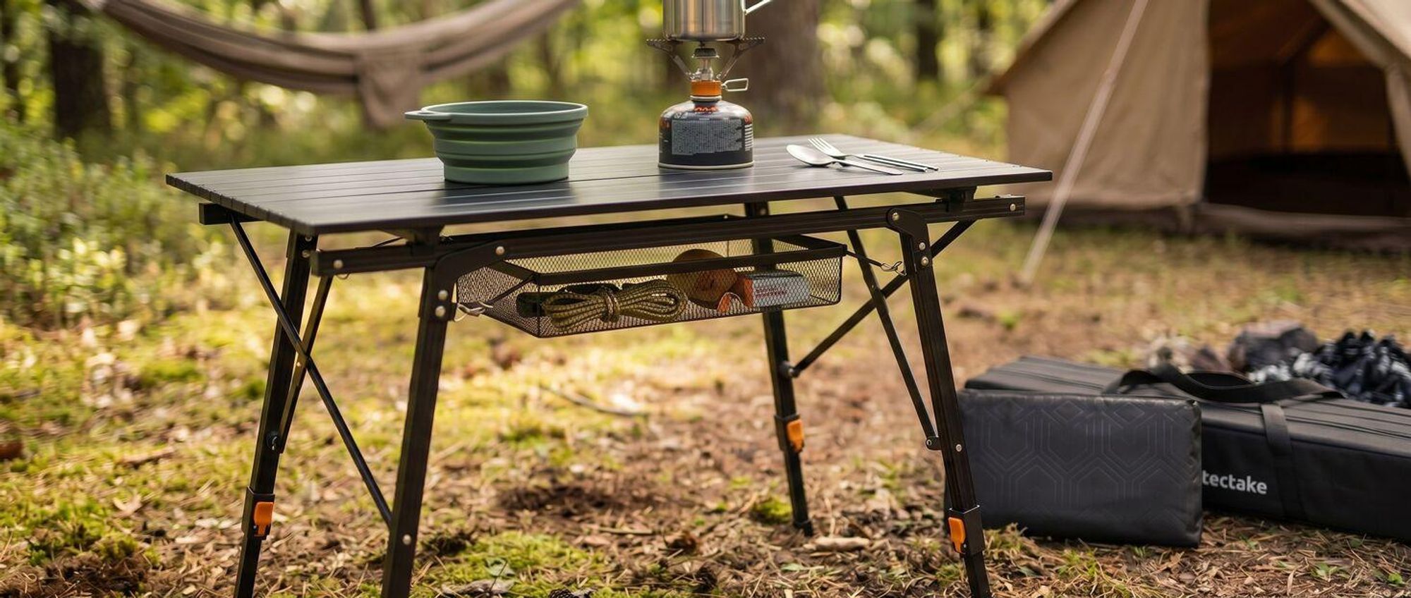 tectake® Aluminium Campingtisch Tina faltbar 90 x 52 x 47 - 70 cm