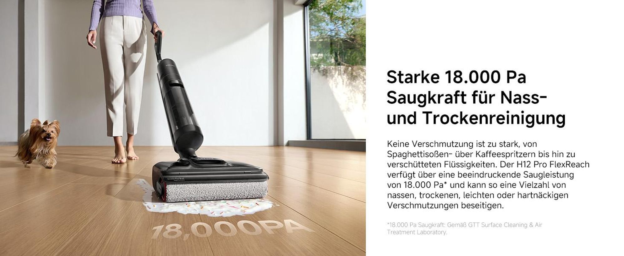 Dreame H12 Pro FlexReach Nass- und Trockensauger, flaches 180°-Design,Trocknung in 5 Minuten,18kPa Saugkraft,90 °C Heißwäsche, Reinigung in 50 Minuten