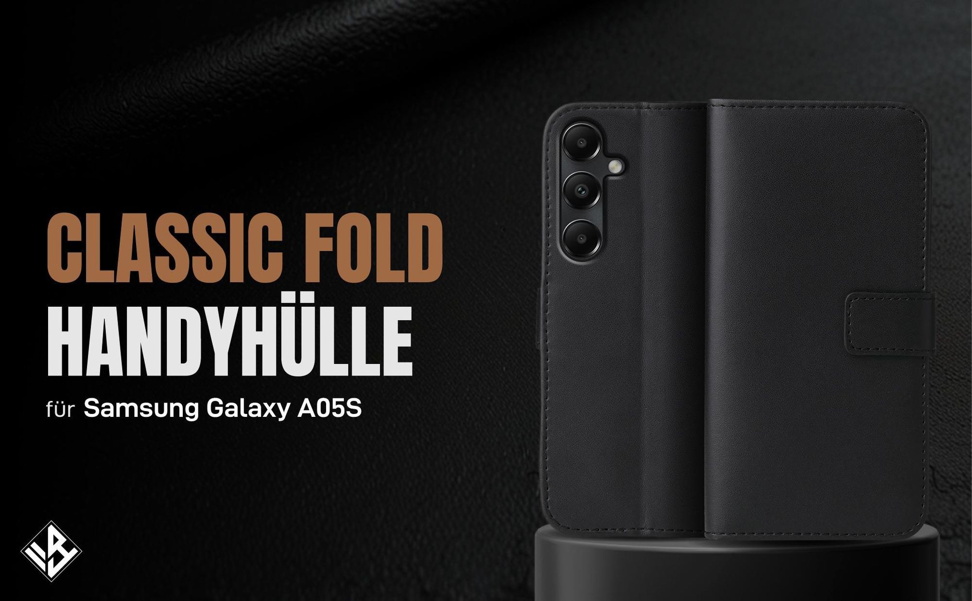 Schwarze Klapphülle für Samsung Galaxy A05s mit Wallet-Funktion