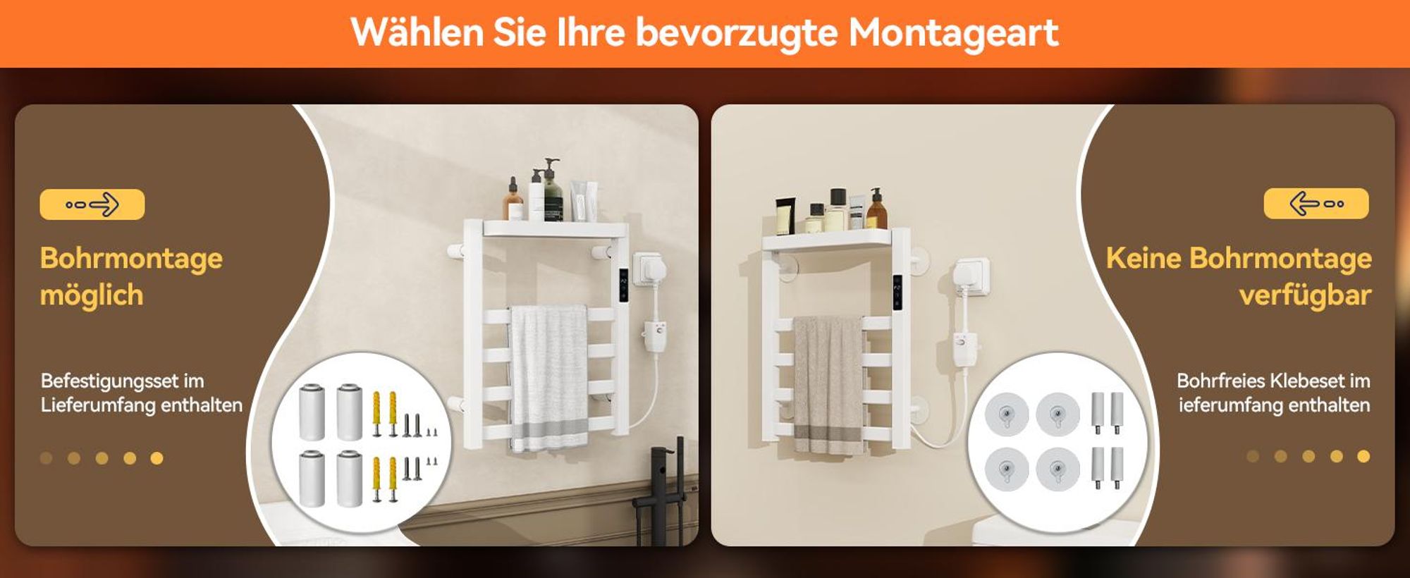 Puluomis Heizkörper Elektrisch Badheizkörper mit Timing Thermostat, Handtuchtrockner  Handtuchwärmer 395 x 470mm Badheizkörper Handtuchhalter 72W Weiß