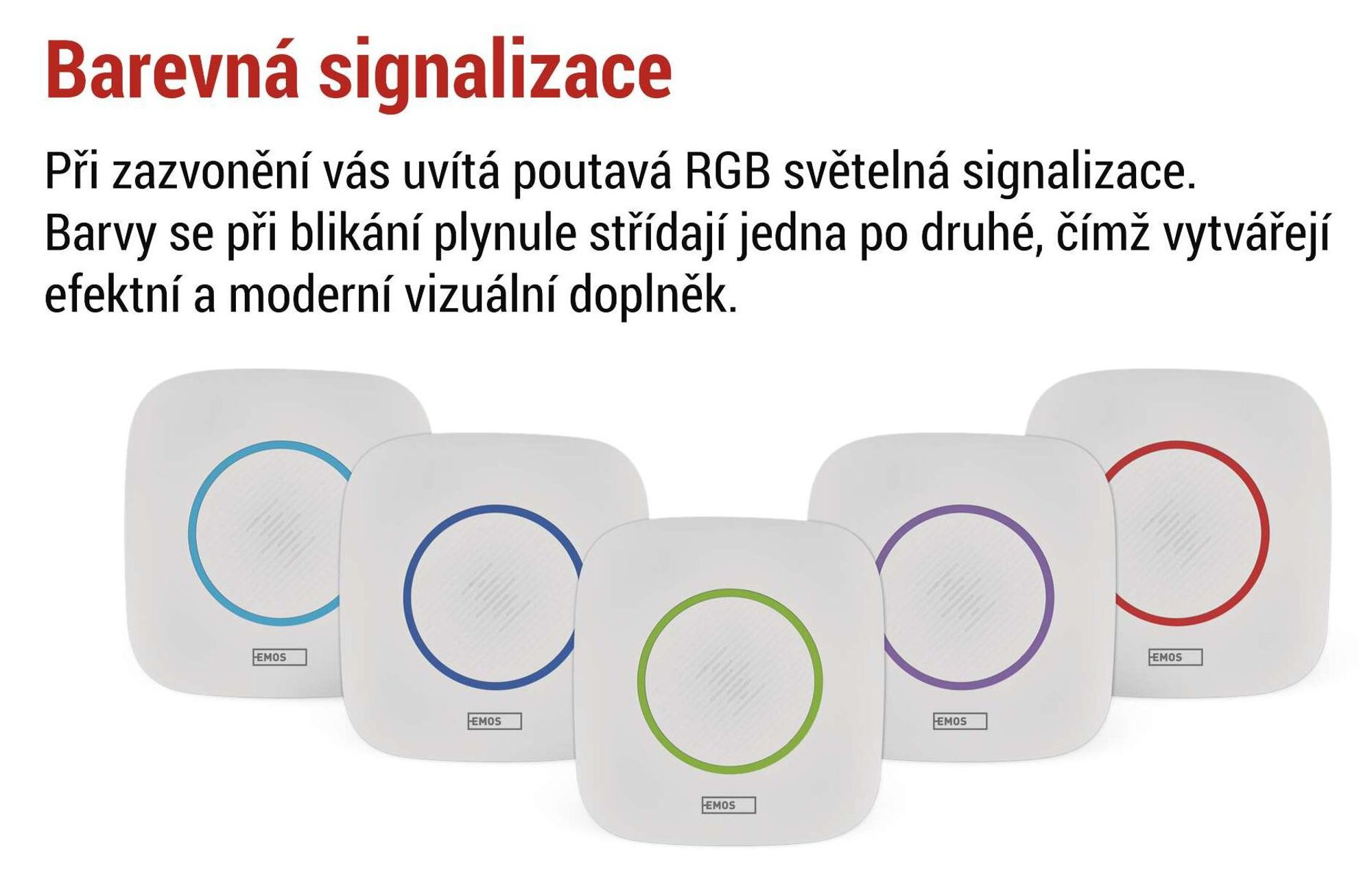 EMOS zvonek / sada s vodotěsným tlačítkem, 36 melodií, barevná signalizace, dosah 150 m, 90 dB, napájení do zásuvky/bateriové, bílý, P5737