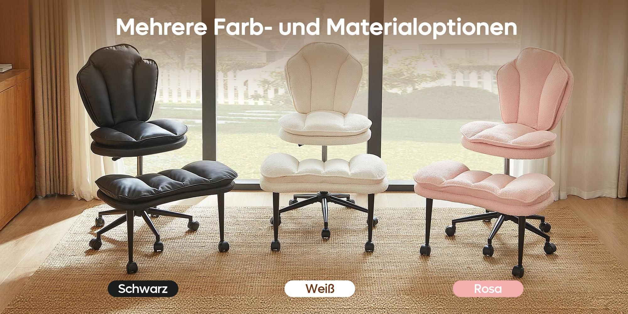 Bürostuhl Ergonomisch, Meditationsstuhl ergonomisch mit Rädern & Lordosenstütze, ADHS-Stuhl, Schreibtischstuhl Computerstuhl Chefsessel, Rosa