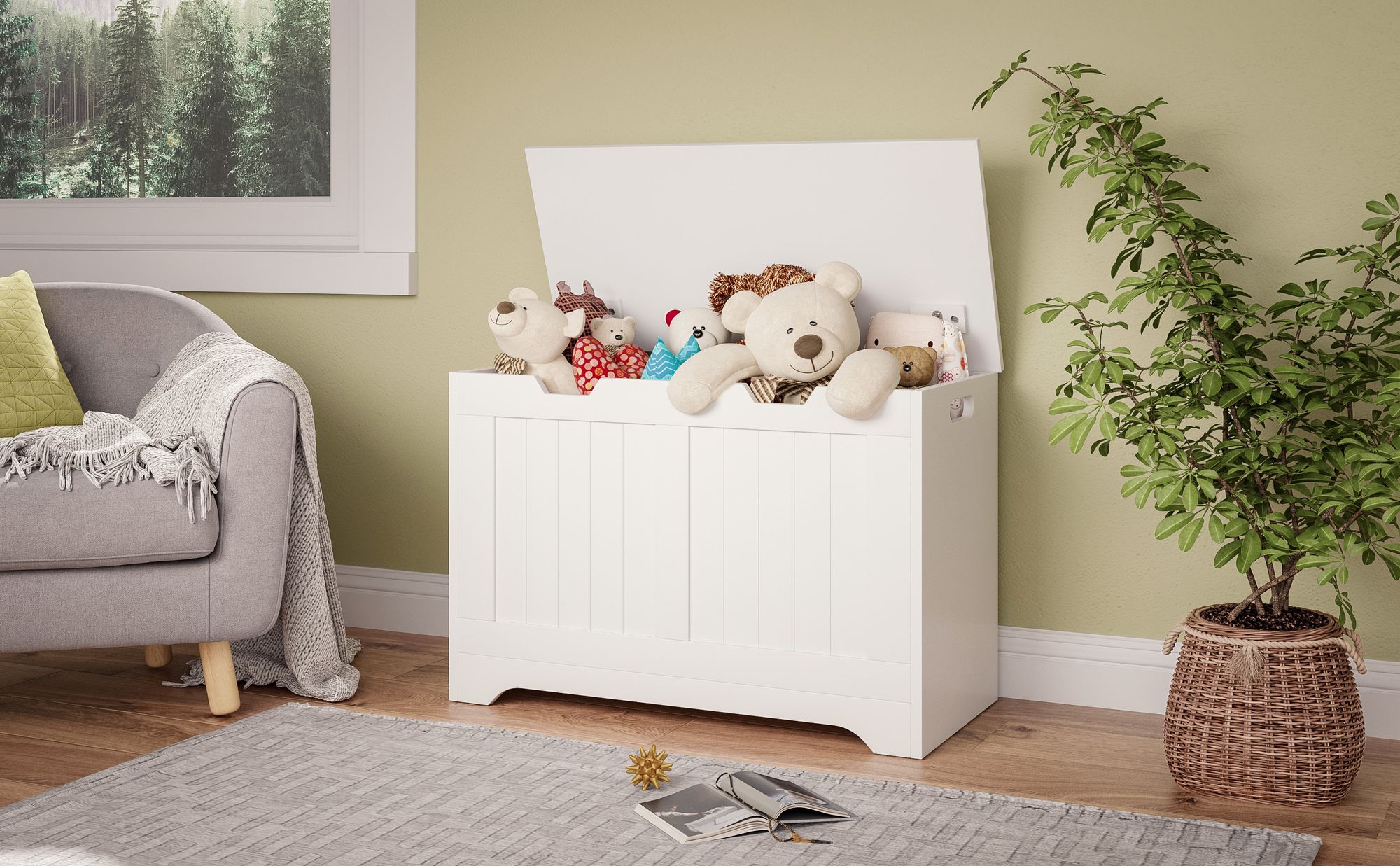 Mondeer Sitzbank mit Stauraum Sitztruhe Sitzbank mit großer Kapazität Spielzeugkiste Aufbewahrungstruhe 72 x 48 x 36 cm