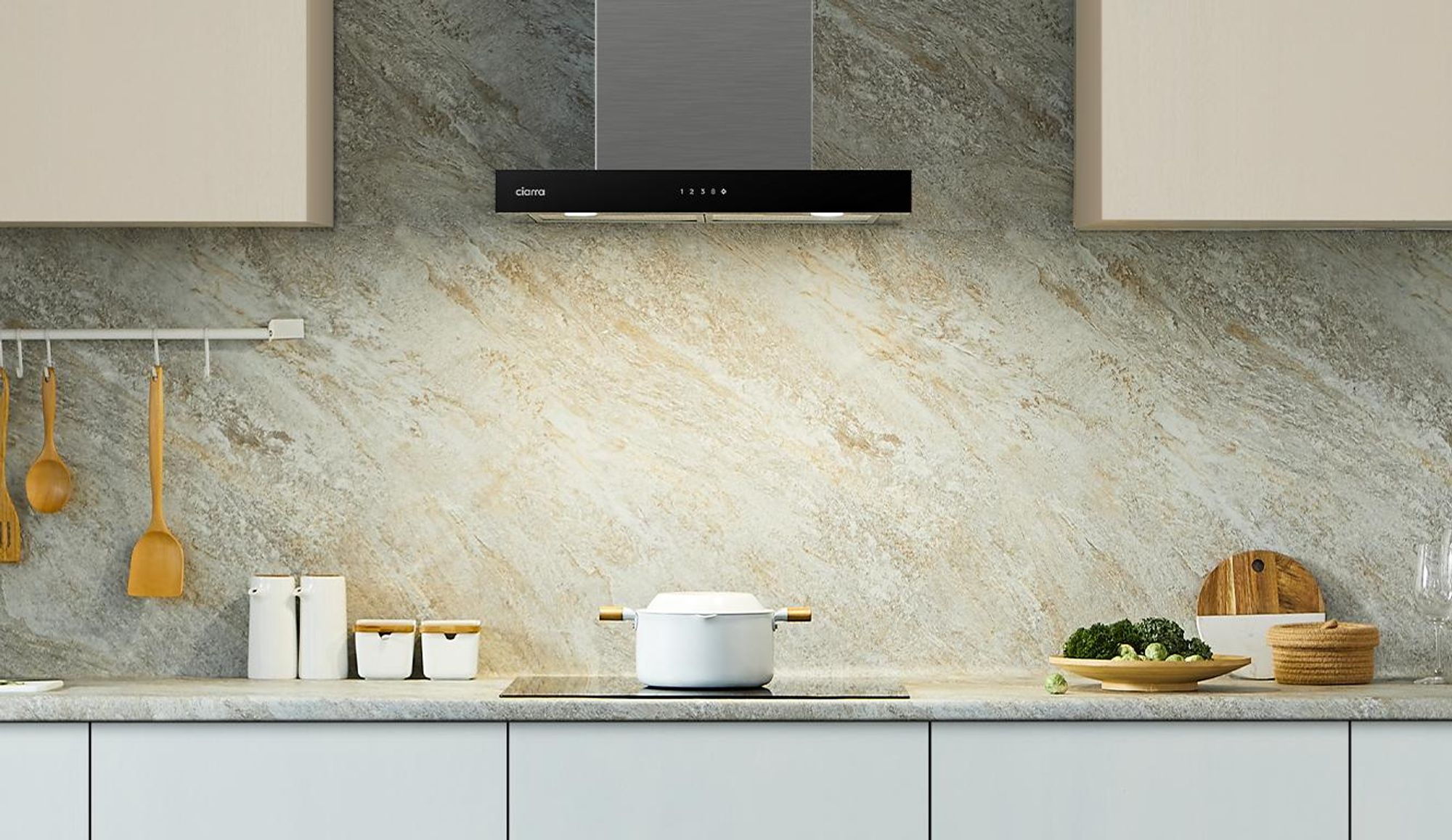 CIARRA A+++ cofano aspirante 60cm 650 m³/h cofano a parete WIFI +APP & Touch Control Boost VMS6102