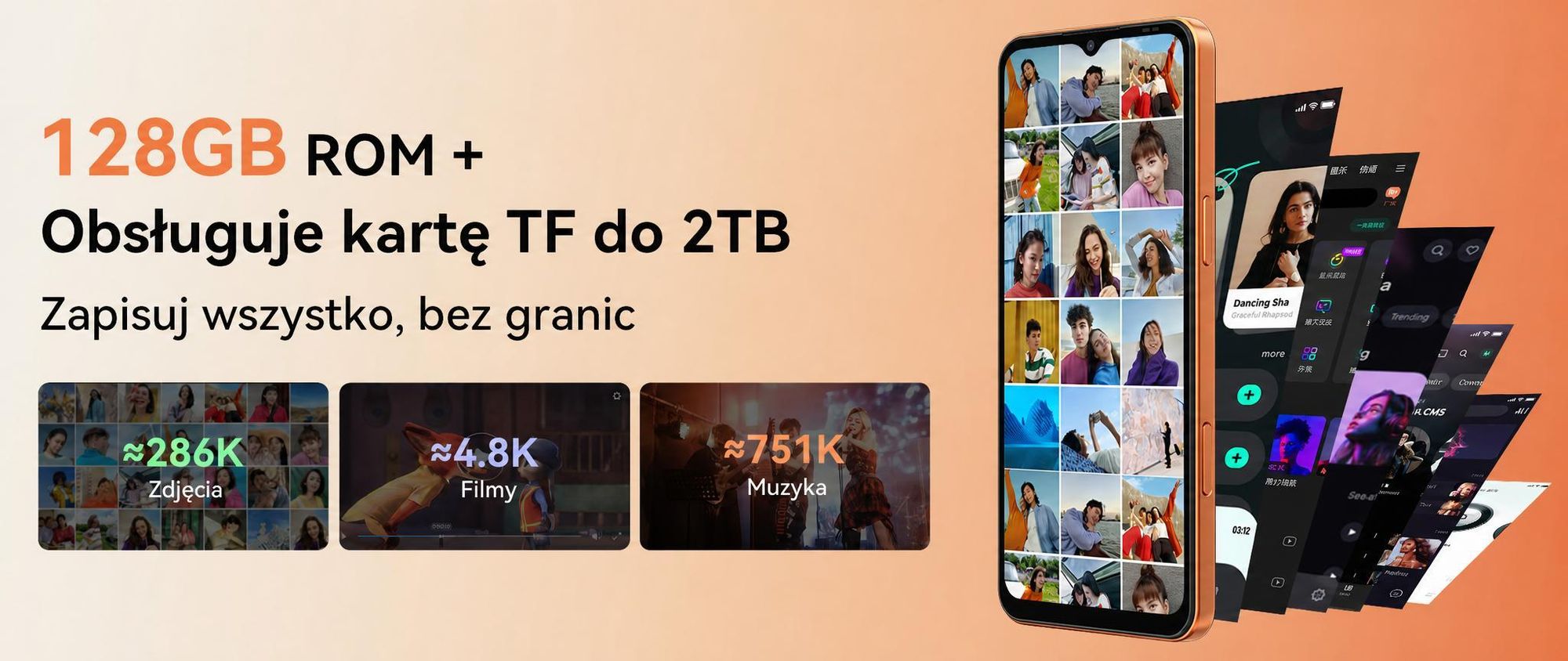 Telefon komórkowy Blackview WAVE 7C 2026 bez umowy, 6,56", Android 16, 16 GB + 64 GB / karta TF do 2 TB, Face ID, bateria 5000 mAh, aparat 32 MP, dwie karty SIM, Wi-Fi 5, IP54