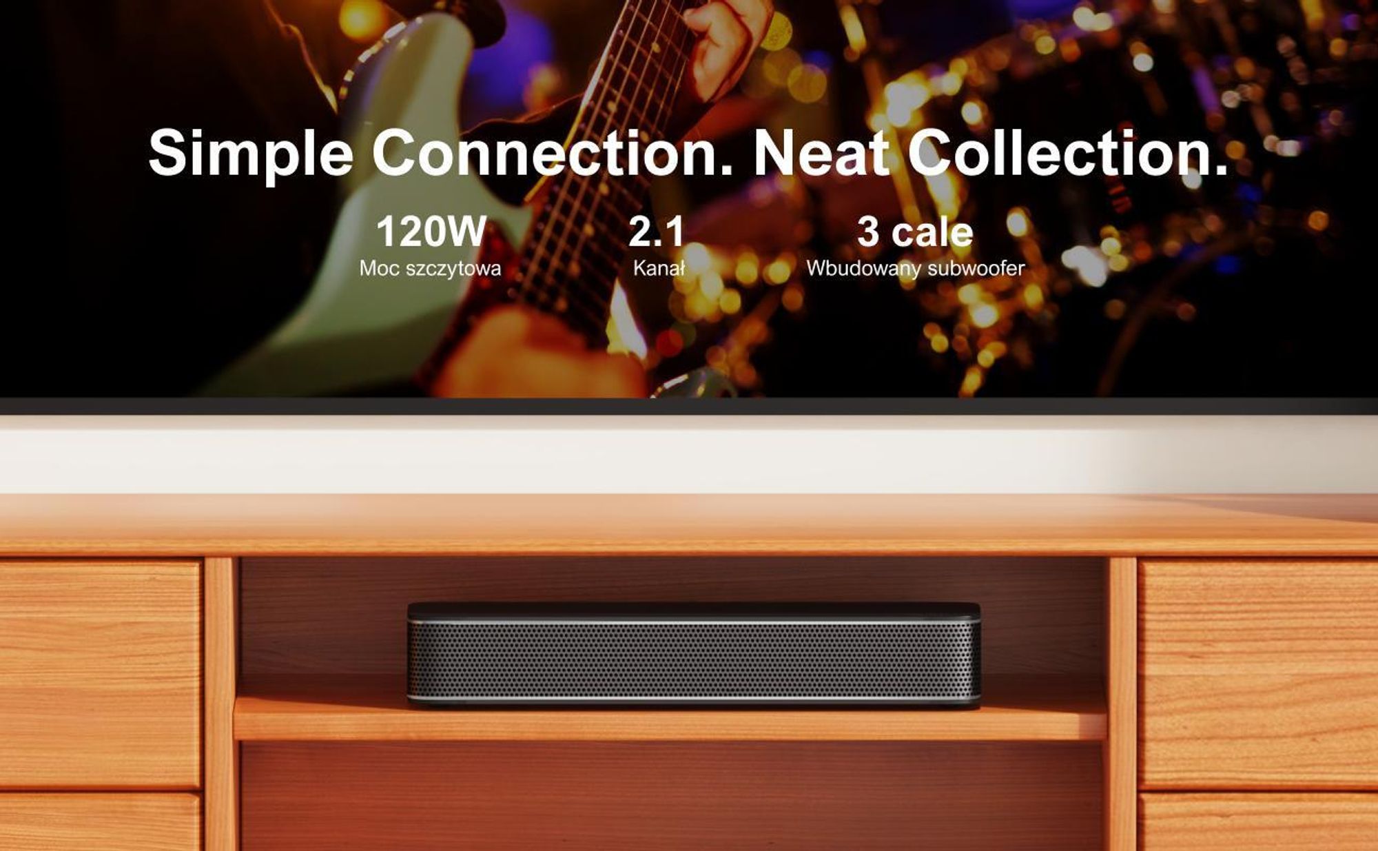 ULTIMEA 2.1-kanałowy soundbar do telewizora z regulowanym basem, sterowaniem za pomocą aplikacji, soundbar typu „wszystko w jednym”, głośnik telewizyjny Bluetooth 5.4, Poseidon M20