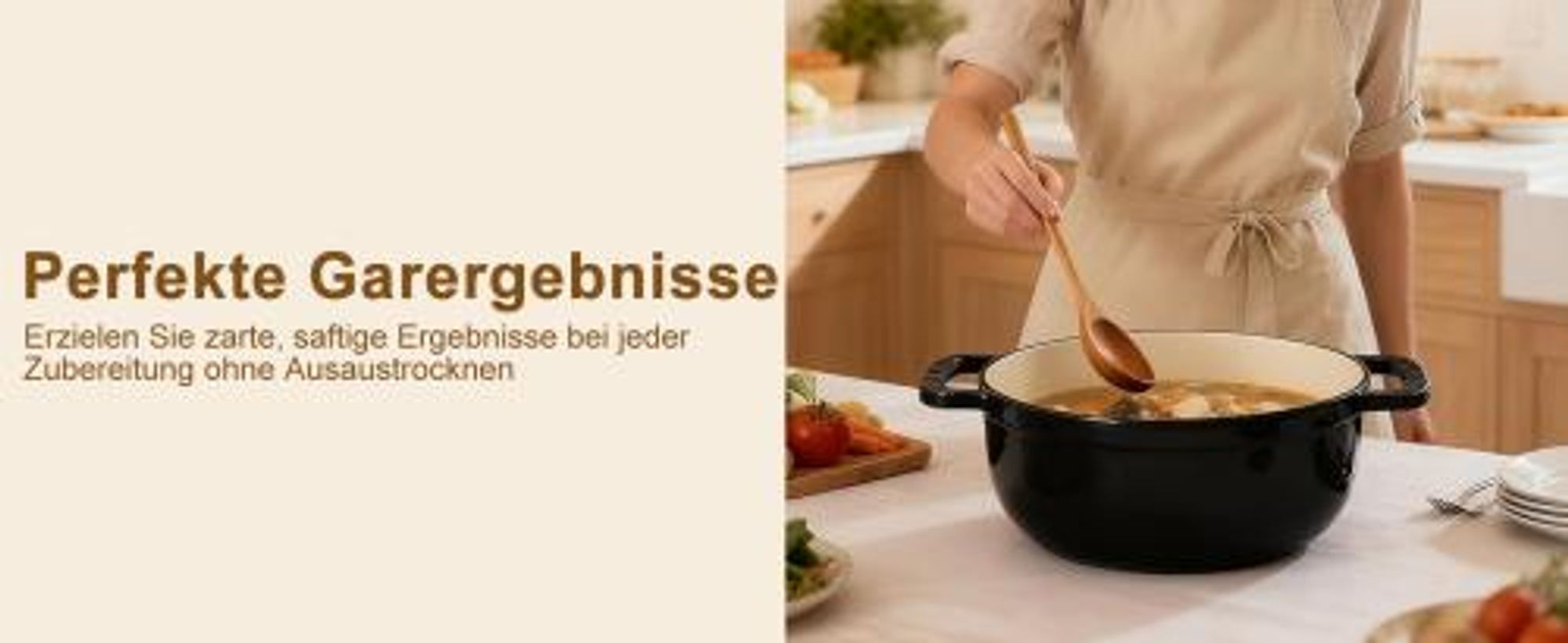 FCH Gusseisen Topf 26cm - 5QT-4.6L Emaille Bräter mit Deckel backofengeeignet - für Küche Backen Schmoren Braten (Schwarz)